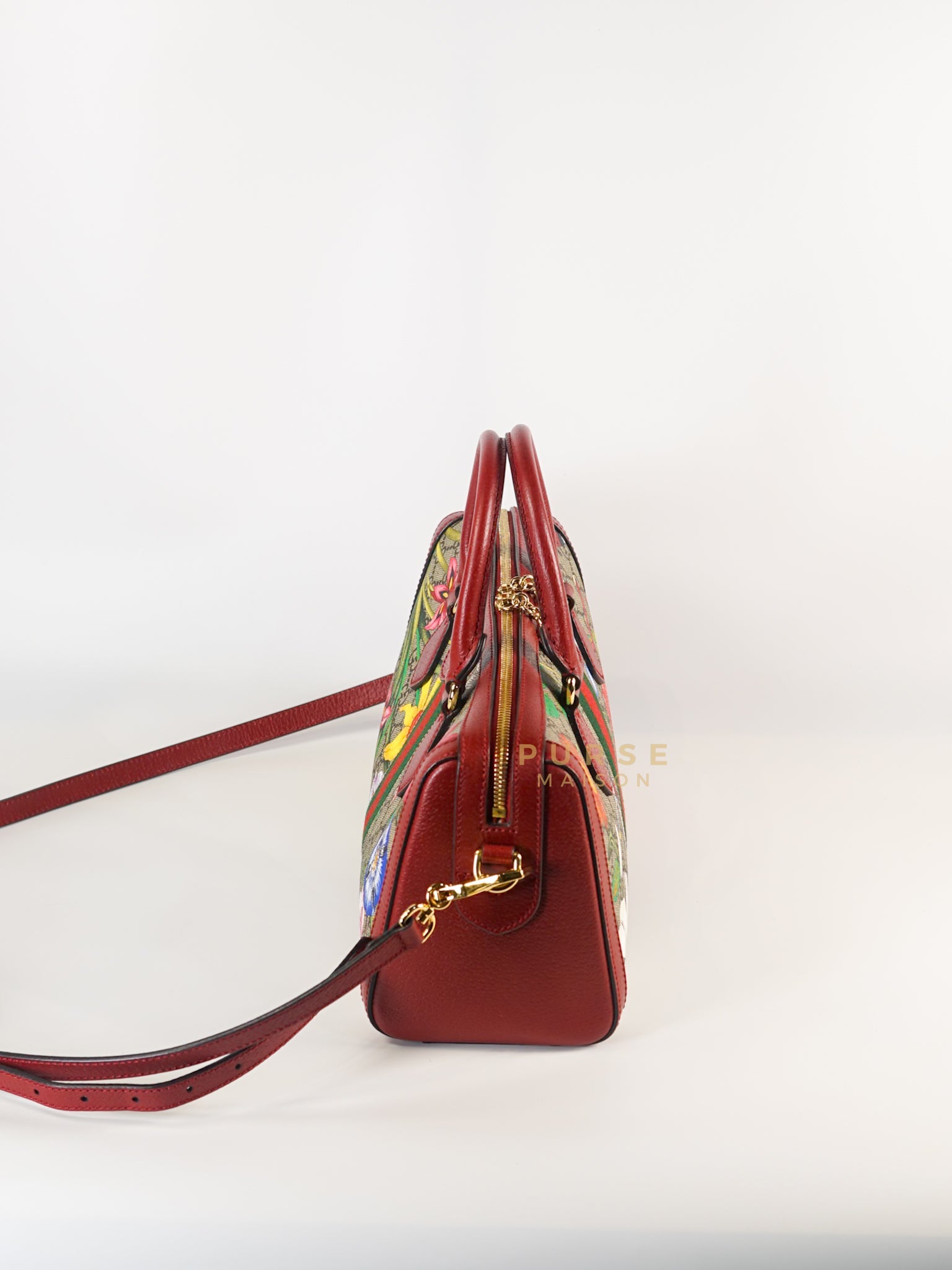 GG Ophidia Flora Boston Bag (Red) | Purse Maison Luxury Bags Shop