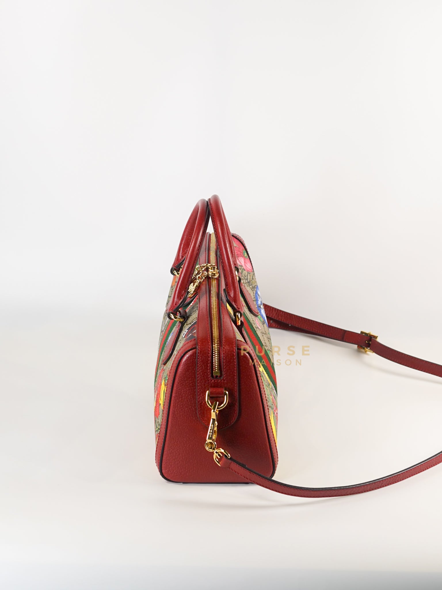 GG Ophidia Flora Boston Bag (Red) | Purse Maison Luxury Bags Shop