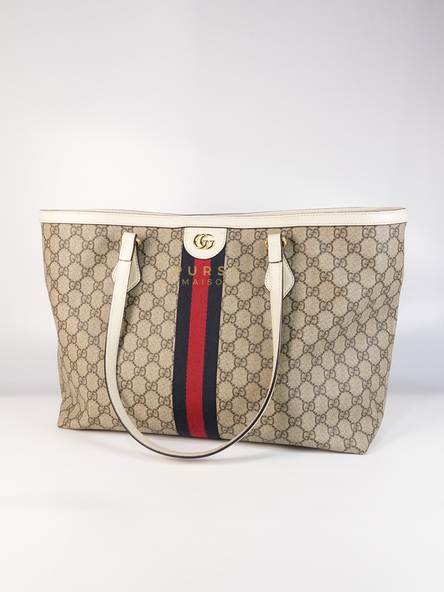GG Ophidia Large Tote Bag in Cream/Red/Blue | Purse Maison Luxury Bags Shop