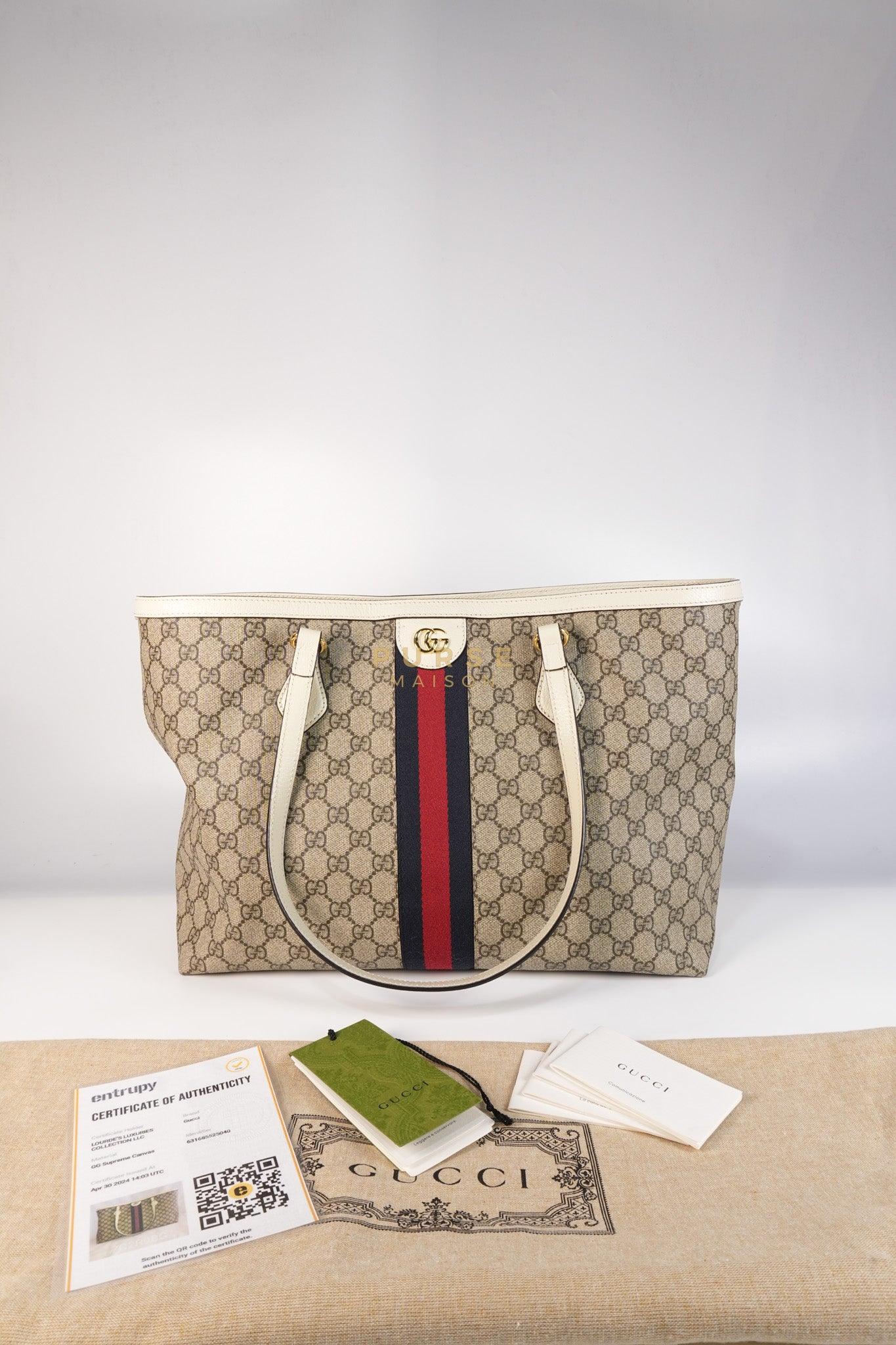 GG Ophidia Large Tote Bag in Cream/Red/Blue | Purse Maison Luxury Bags Shop