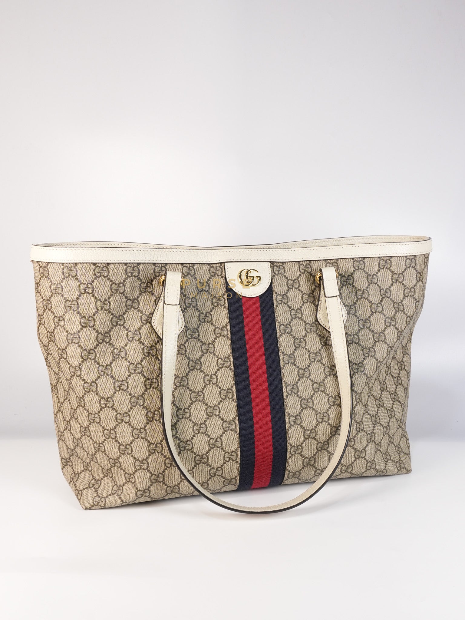 GG Ophidia Large Tote Bag in Cream/Red/Blue | Purse Maison Luxury Bags Shop