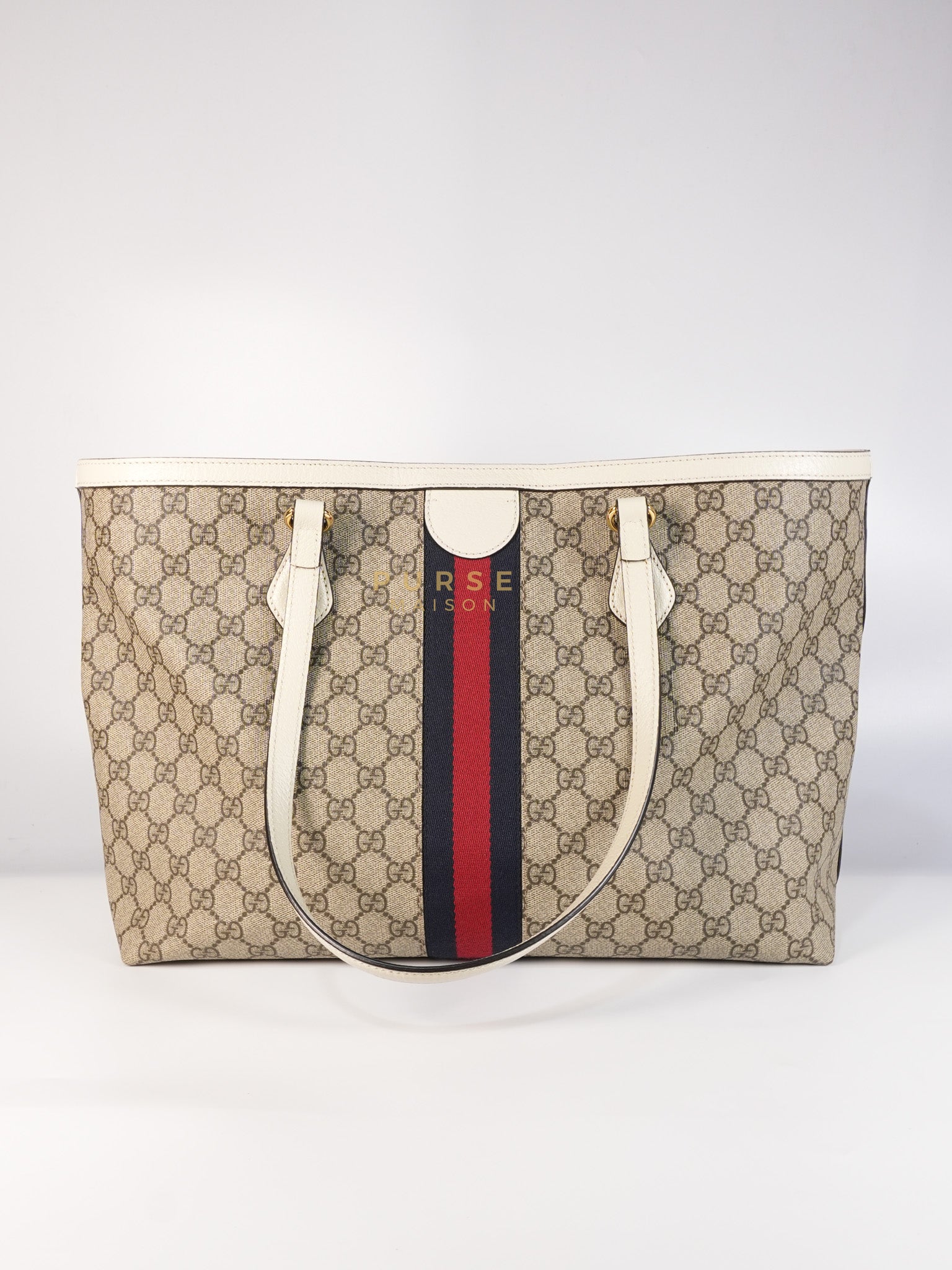 GG Ophidia Large Tote Bag in Cream/Red/Blue | Purse Maison Luxury Bags Shop