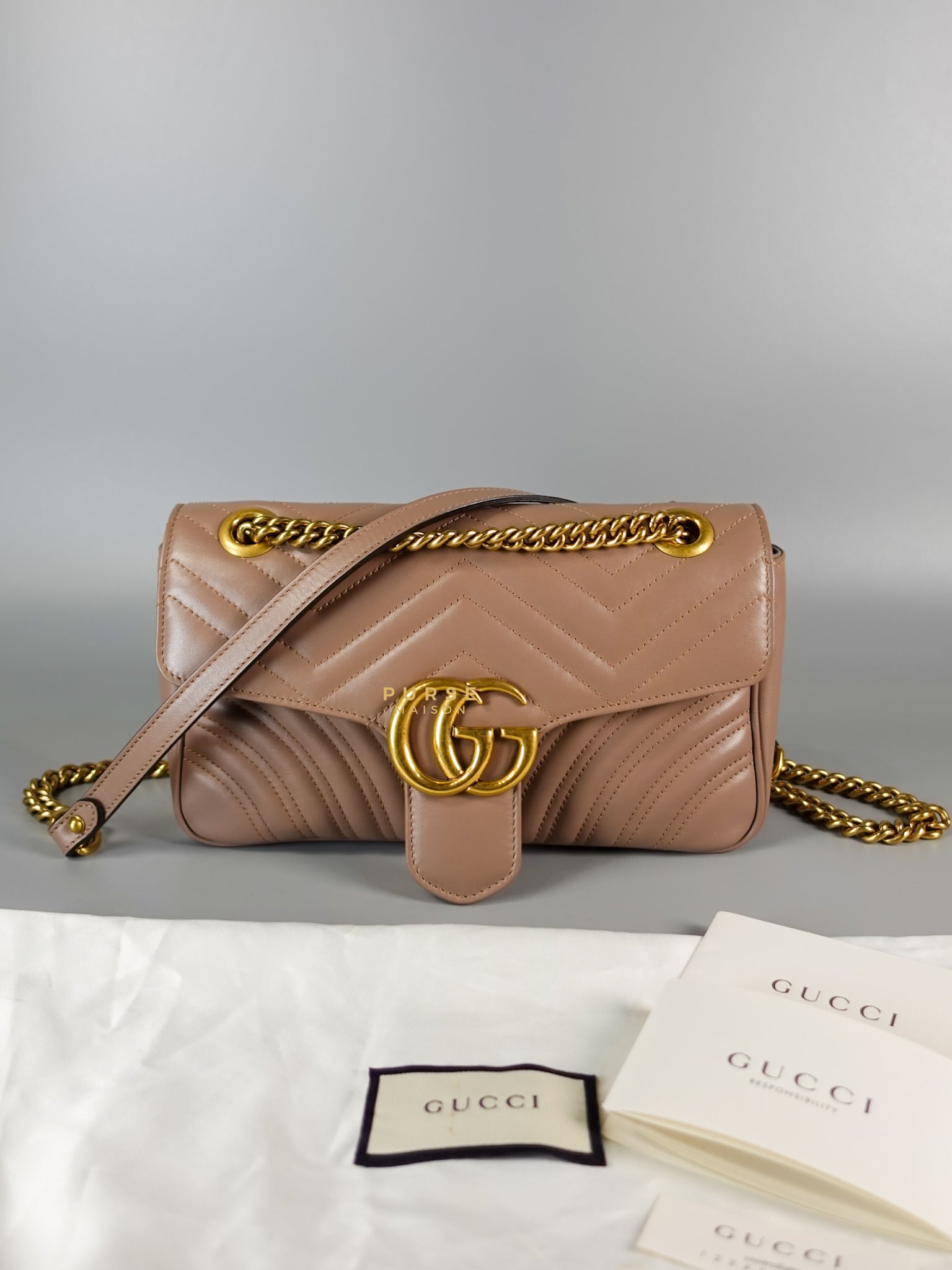 GG Small Marmont Quilted Leather in Dusty Rose | Purse Maison Luxury Bags Shop