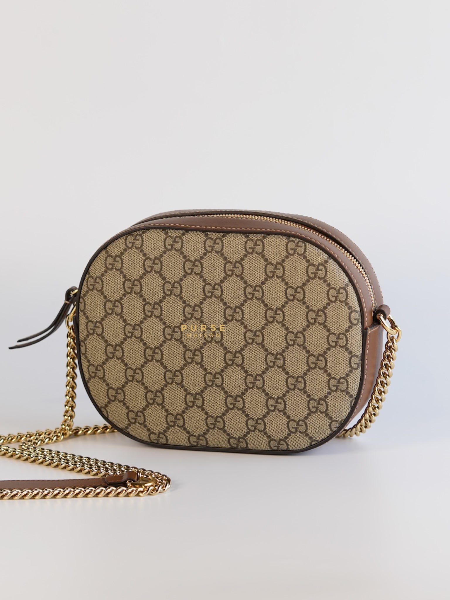 GG Supreme Canvas and Leather Brown/Beige Mini Chain Bag | Purse Maison Luxury Bags Shop