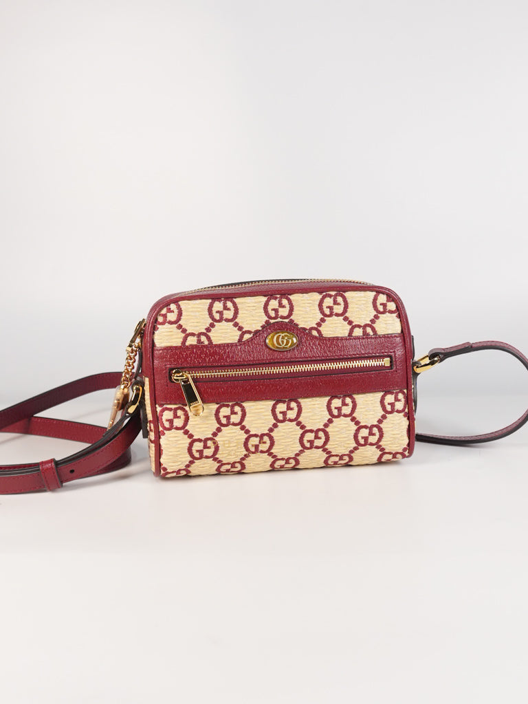 GG Supreme Crossbody Bag in Red GG Straw Effect | Purse Maison Luxury Bags Shop