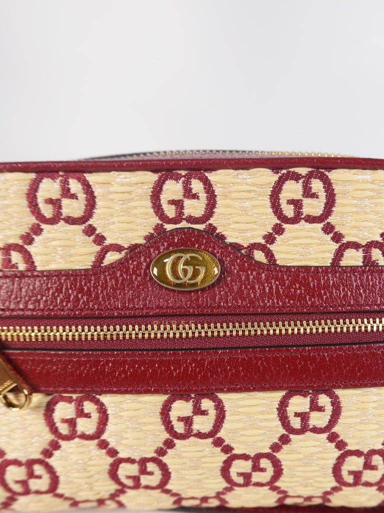 GG Supreme Crossbody Bag in Red GG Straw Effect | Purse Maison Luxury Bags Shop