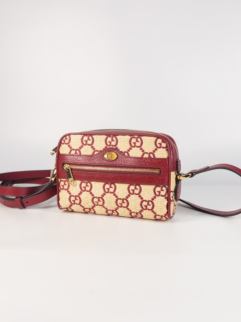 GG Supreme Crossbody Bag in Red GG Straw Effect | Purse Maison Luxury Bags Shop