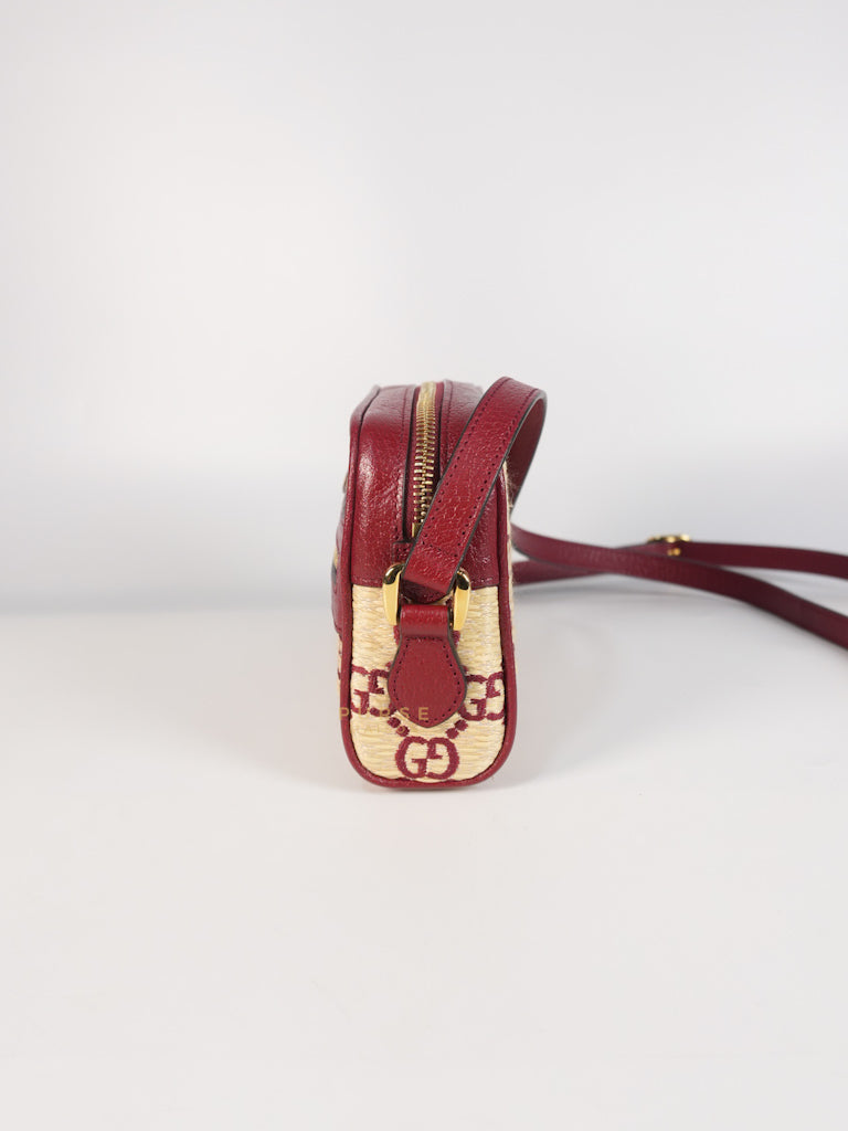 GG Supreme Crossbody Bag in Red GG Straw Effect | Purse Maison Luxury Bags Shop