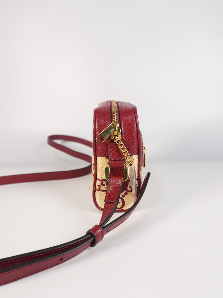 GG Supreme Crossbody Bag in Red GG Straw Effect | Purse Maison Luxury Bags Shop