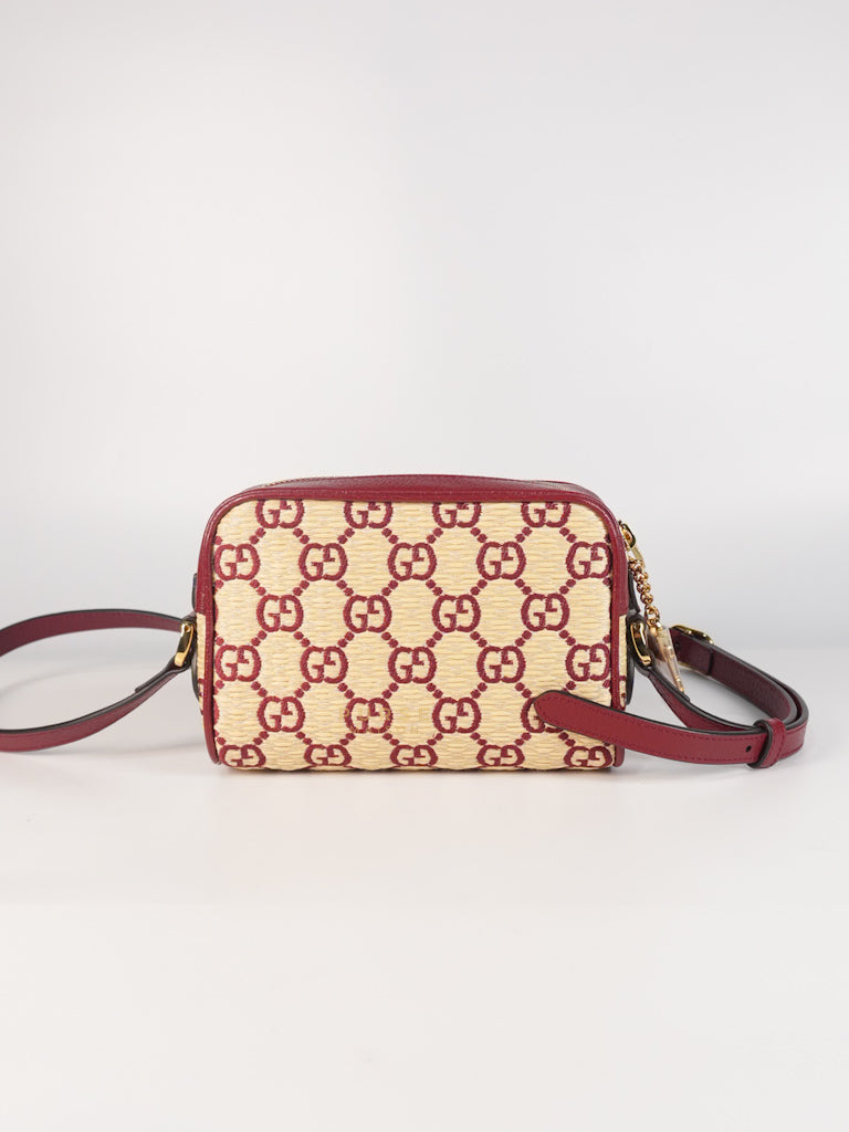 GG Supreme Crossbody Bag in Red GG Straw Effect | Purse Maison Luxury Bags Shop