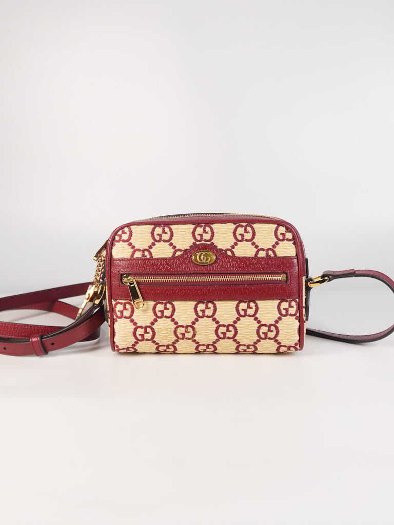 GG Supreme Crossbody Bag in Red GG Straw Effect | Purse Maison Luxury Bags Shop