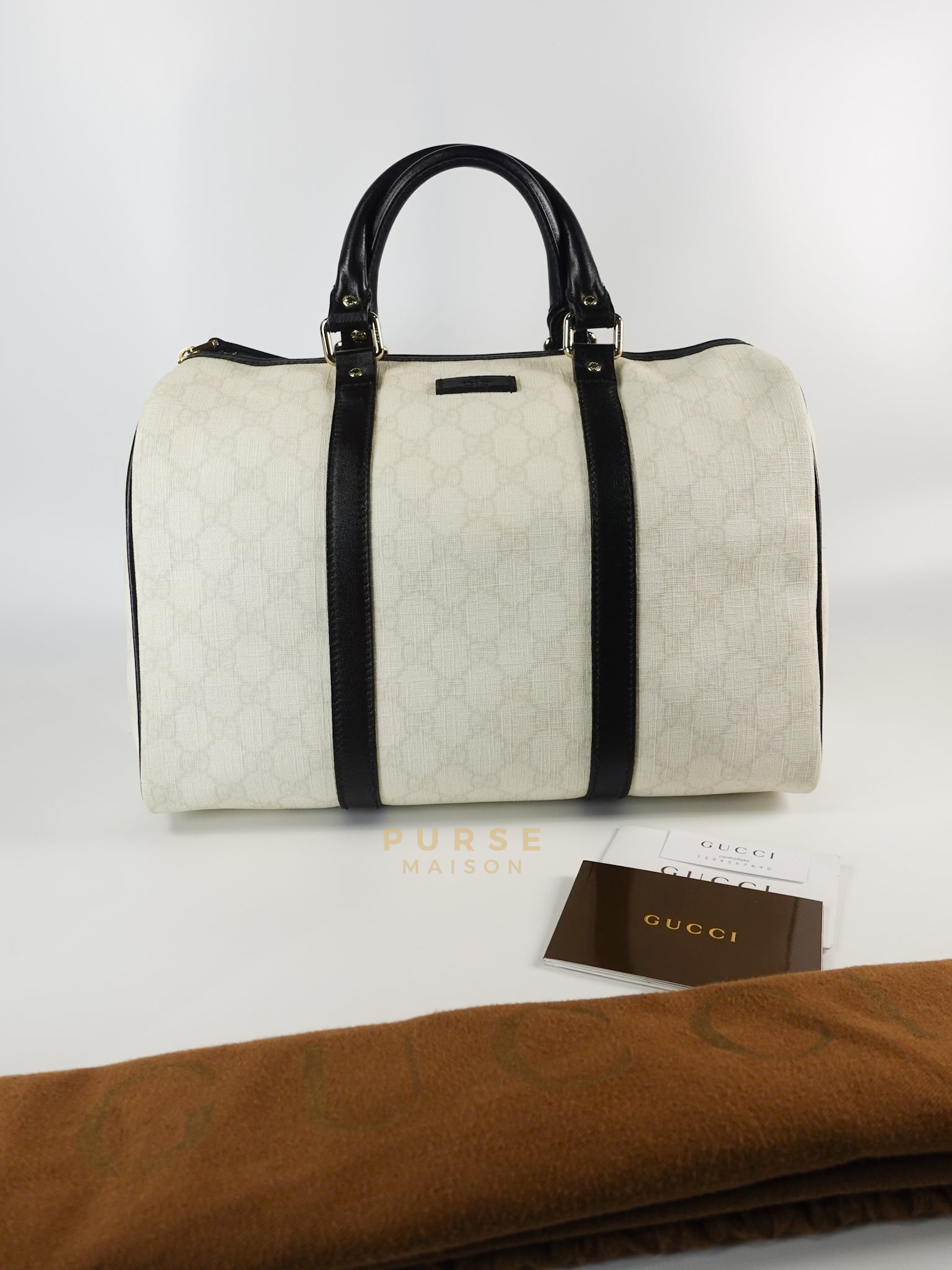 GG Supreme Joy Boston Bag (White/Black) | Purse Maison Luxury Bags Shop