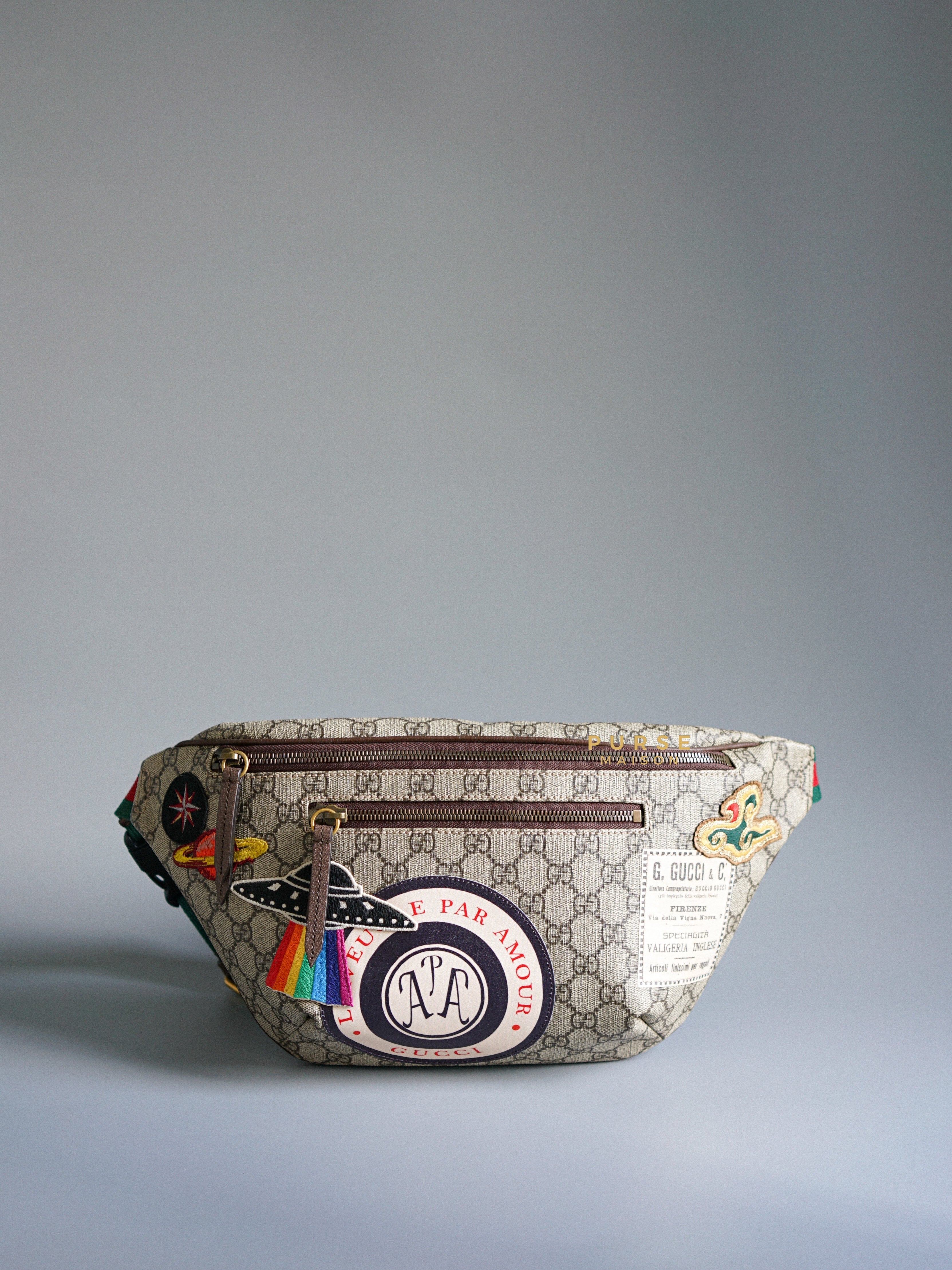 Gucci GG Supreme Monogram Courier Belt Bag New Acero for Men | Purse Maison Luxury Bags Shop