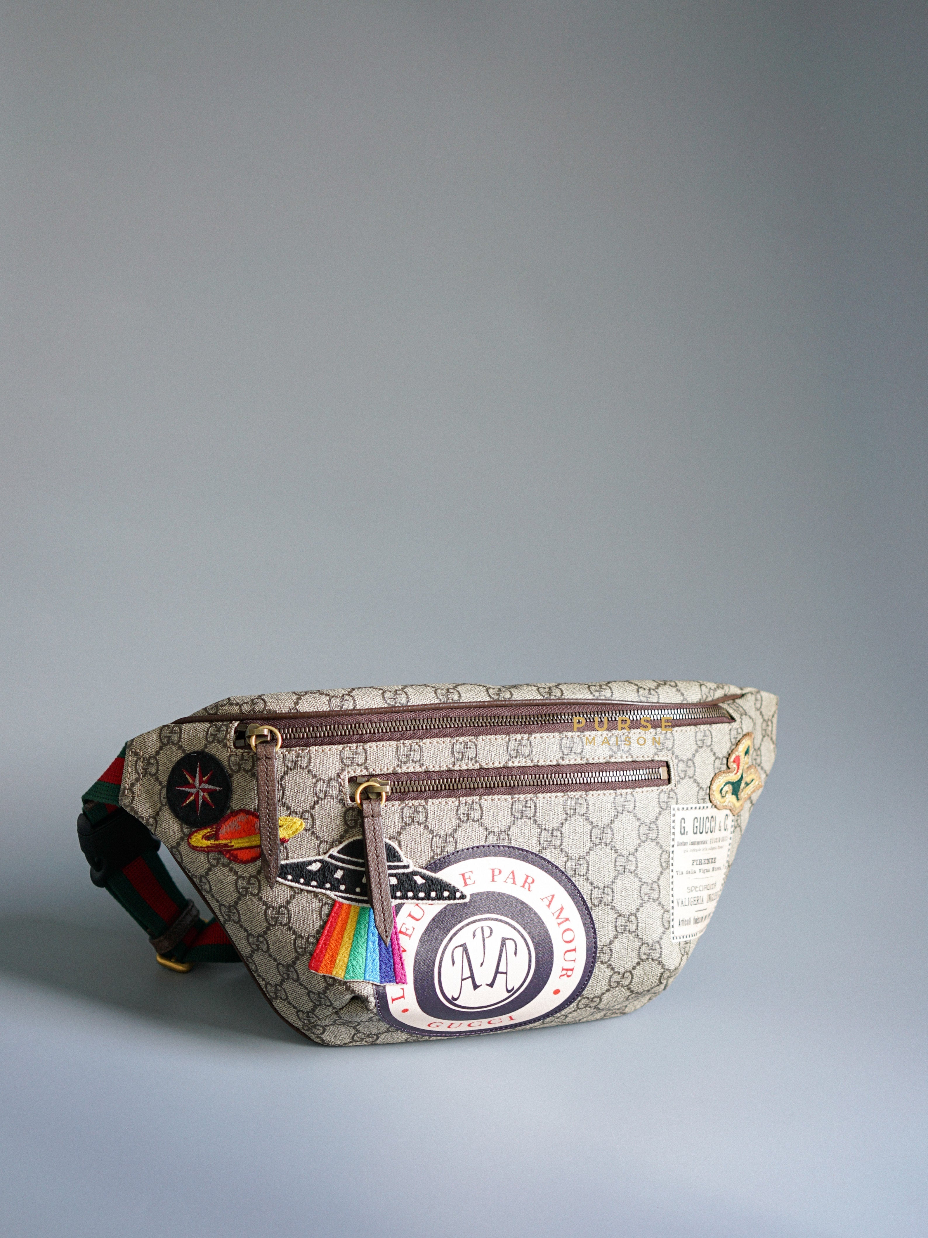 Gucci GG Supreme Monogram Courier Belt Bag New Acero for Men | Purse Maison Luxury Bags Shop