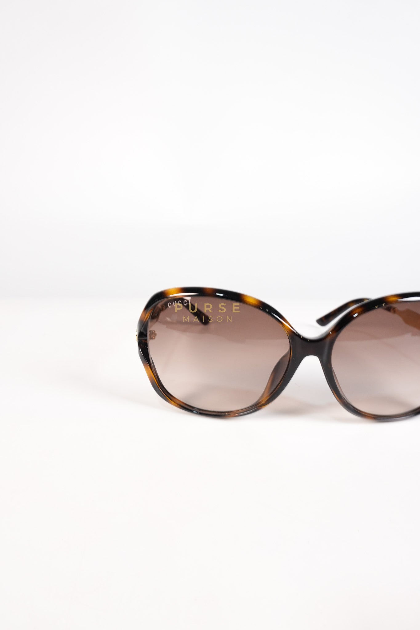 GG0076SK Tortoise Oversize Round Sunglasses in Black/Brown | Purse Maison Luxury Bags Shop