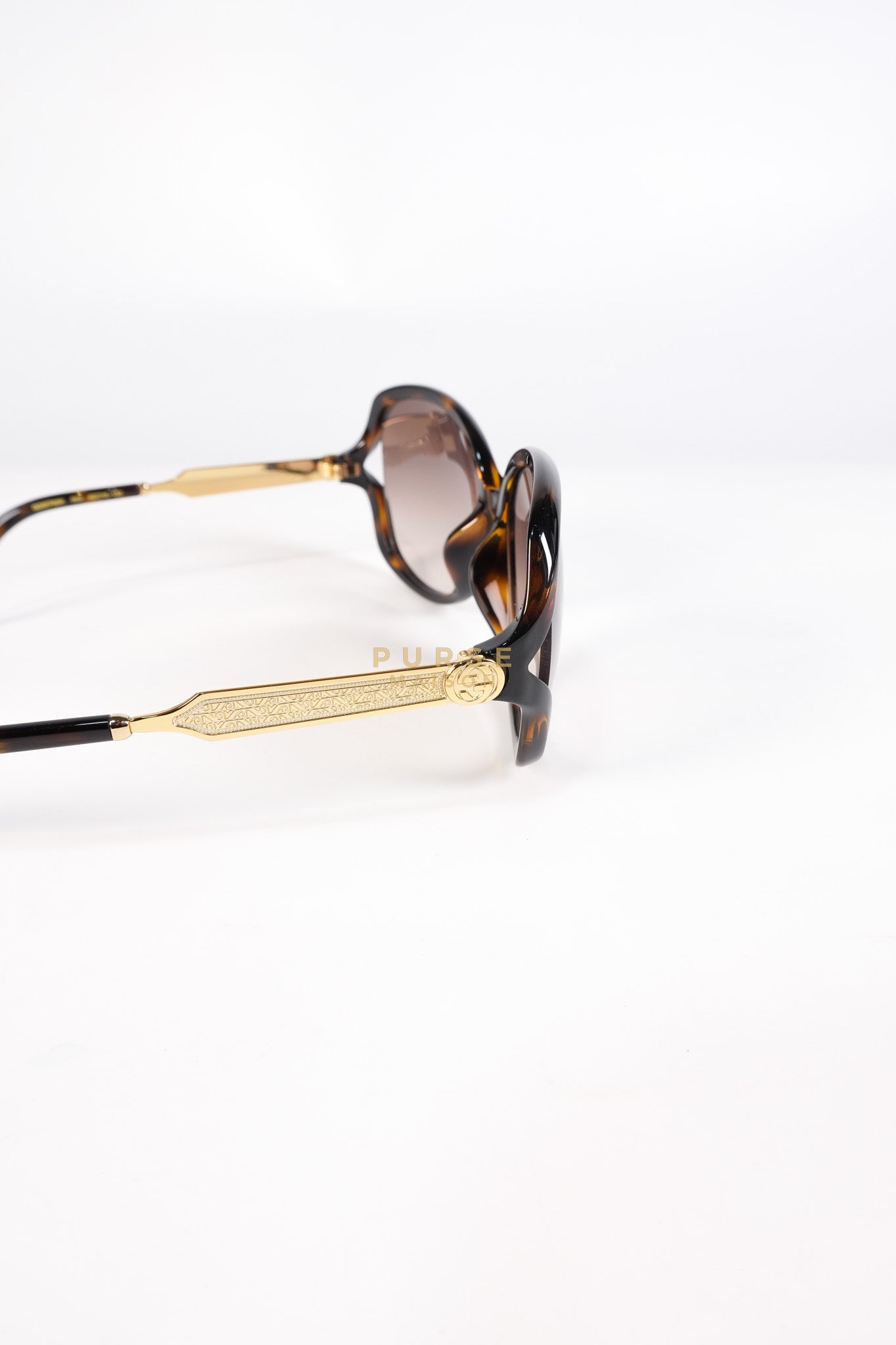 GG0076SK Tortoise Oversize Round Sunglasses in Black/Brown | Purse Maison Luxury Bags Shop