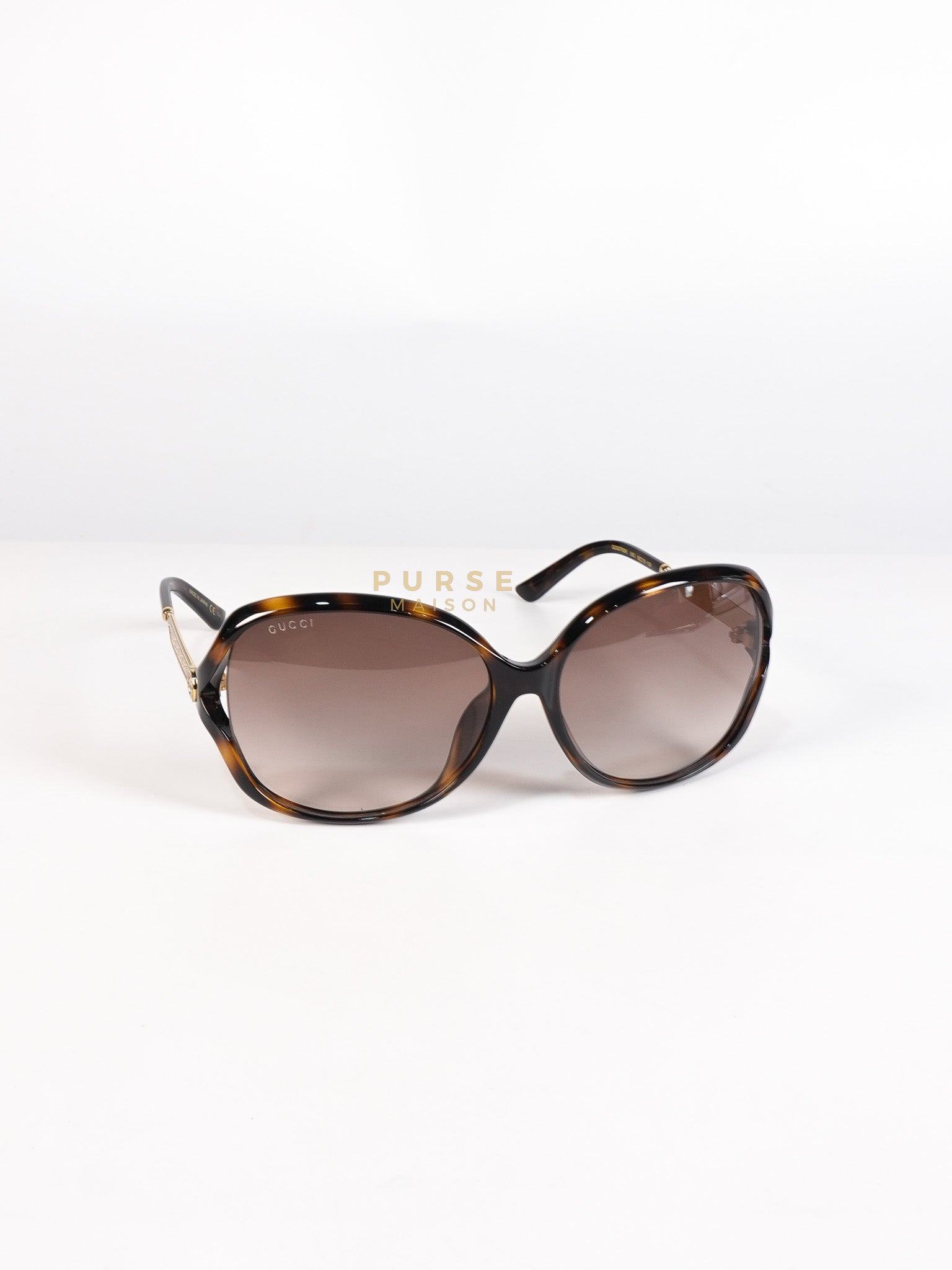 GG0076SK Tortoise Oversize Round Sunglasses in Black/Brown | Purse Maison Luxury Bags Shop