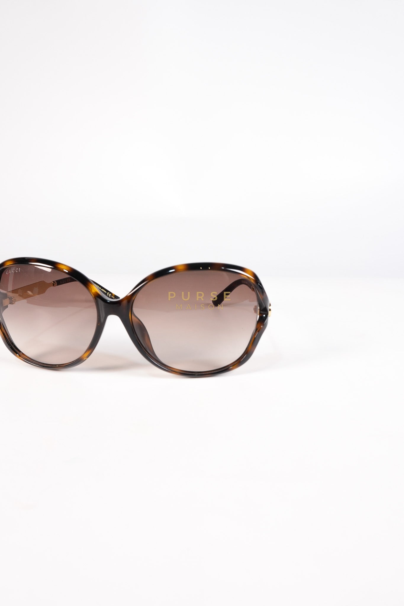 GG0076SK Tortoise Oversize Round Sunglasses in Black/Brown | Purse Maison Luxury Bags Shop