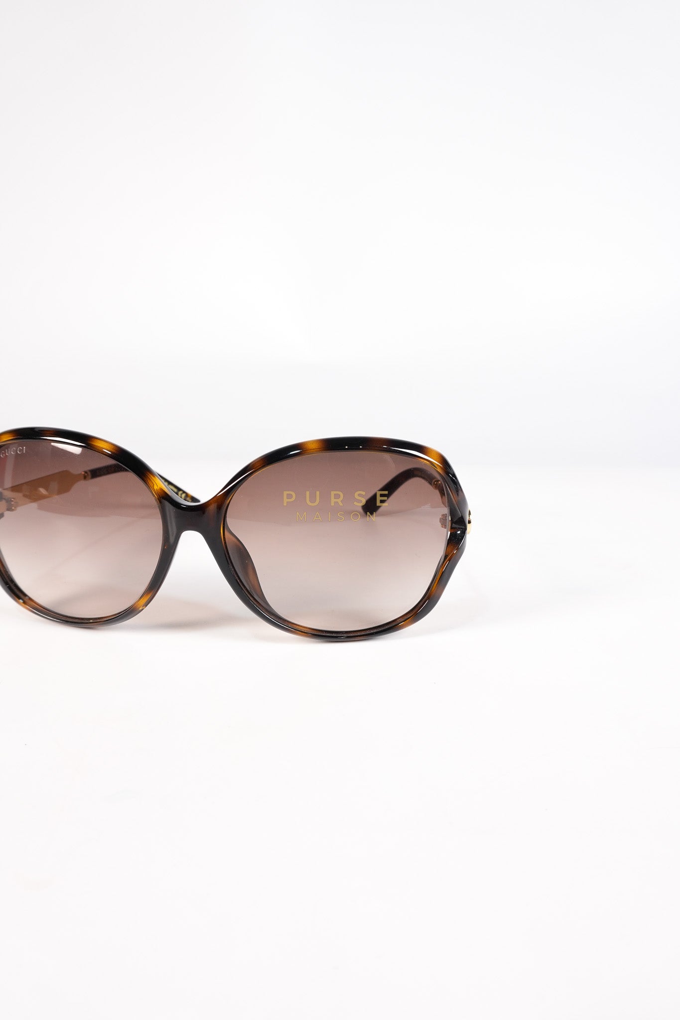 GG0076SK Tortoise Oversize Round Sunglasses in Black/Brown | Purse Maison Luxury Bags Shop