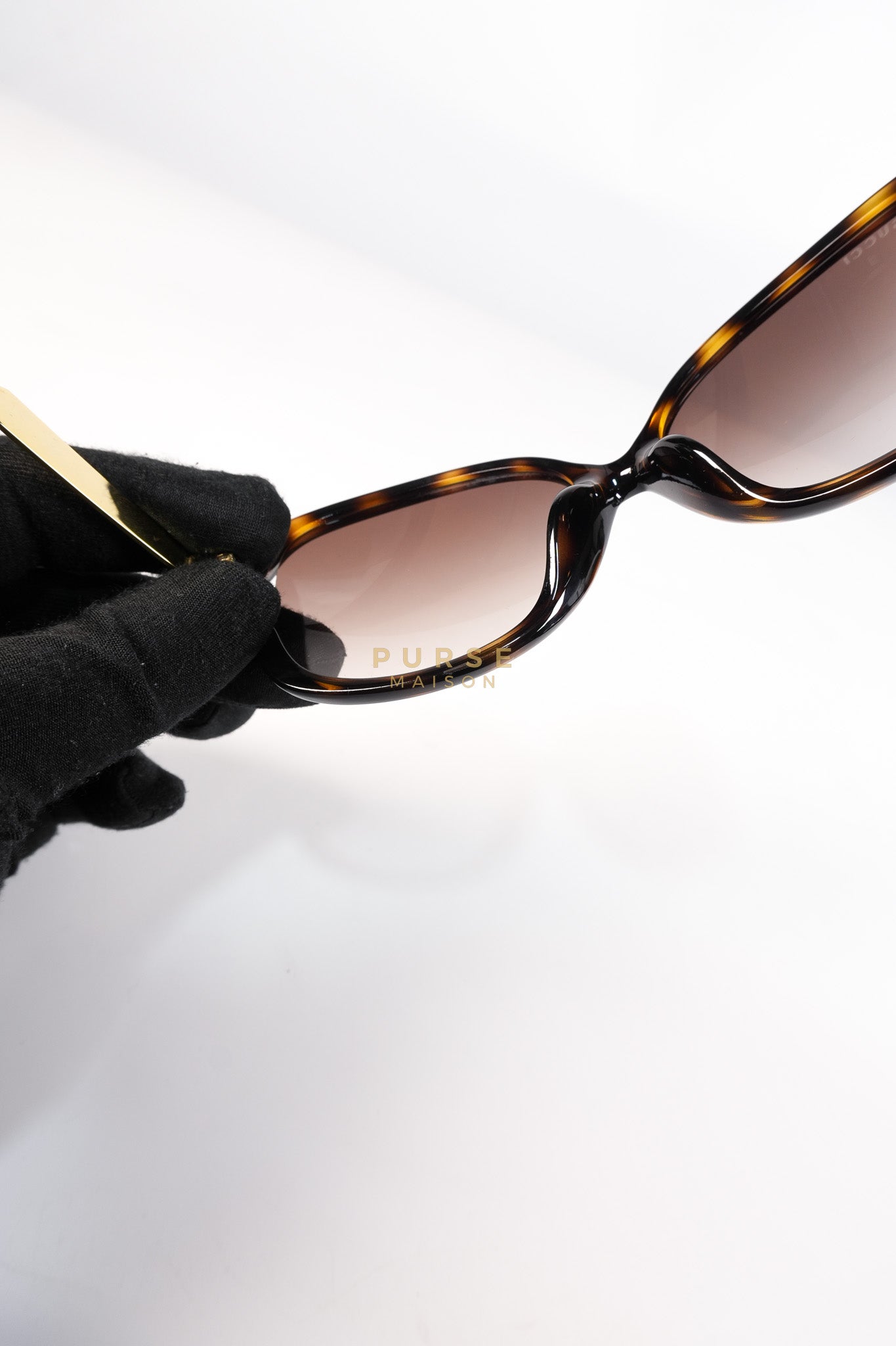 GG0076SK Tortoise Oversize Round Sunglasses in Black/Brown | Purse Maison Luxury Bags Shop