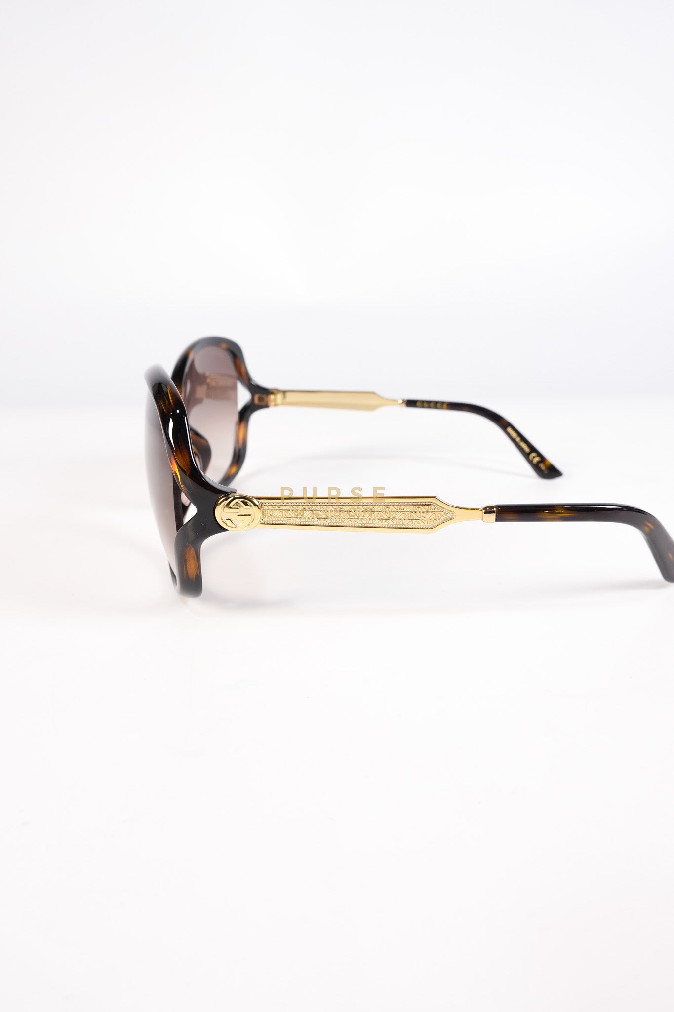 GG0076SK Tortoise Oversize Round Sunglasses in Black/Brown | Purse Maison Luxury Bags Shop