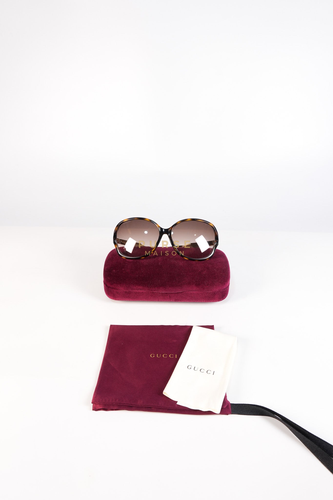 GG0076SK Tortoise Oversize Round Sunglasses in Black/Brown | Purse Maison Luxury Bags Shop