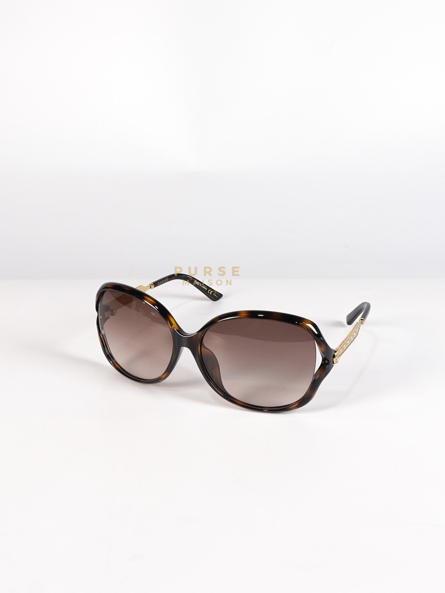 GG0076SK Tortoise Oversize Round Sunglasses in Black/Brown | Purse Maison Luxury Bags Shop