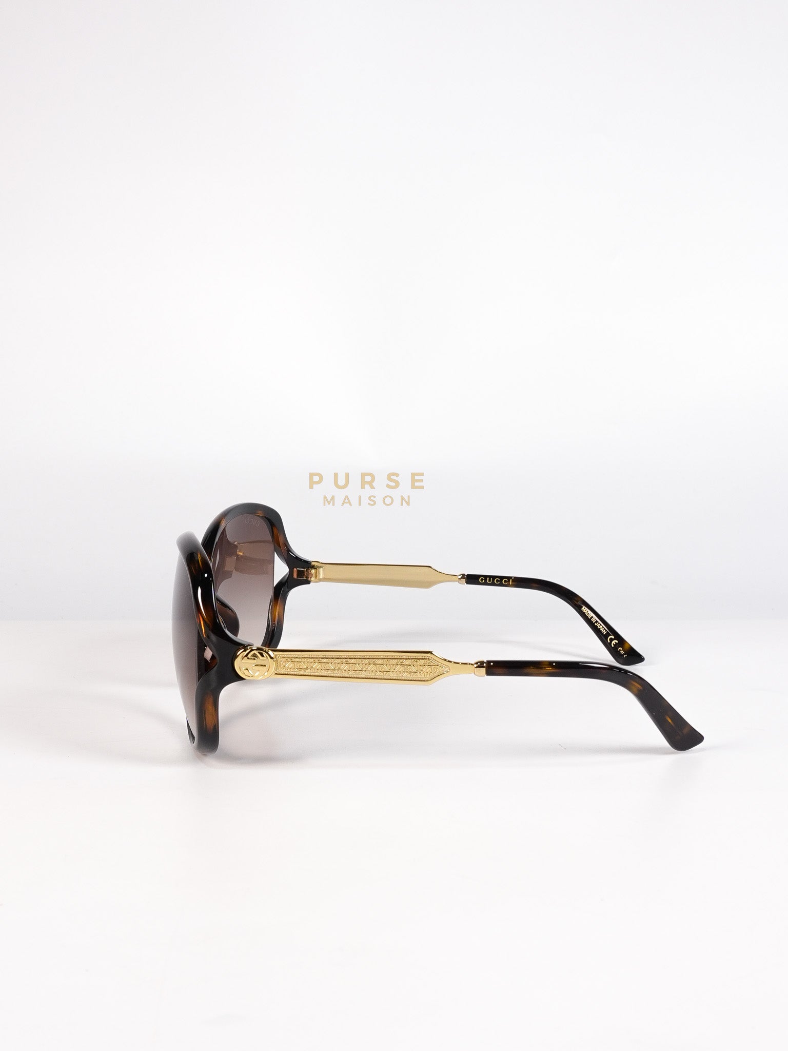 GG0076SK Tortoise Oversize Round Sunglasses in Black/Brown | Purse Maison Luxury Bags Shop