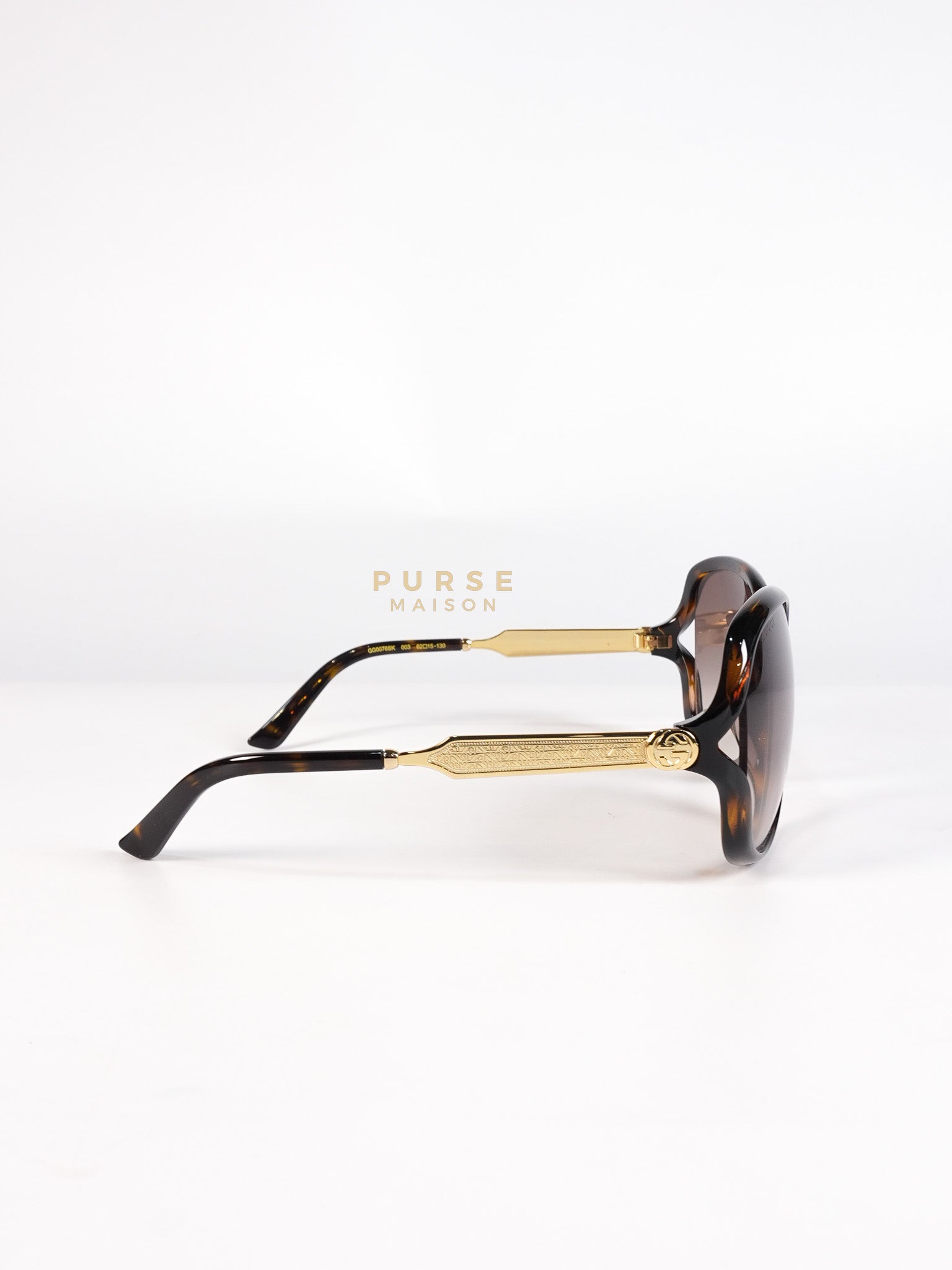 GG0076SK Tortoise Oversize Round Sunglasses in Black/Brown | Purse Maison Luxury Bags Shop
