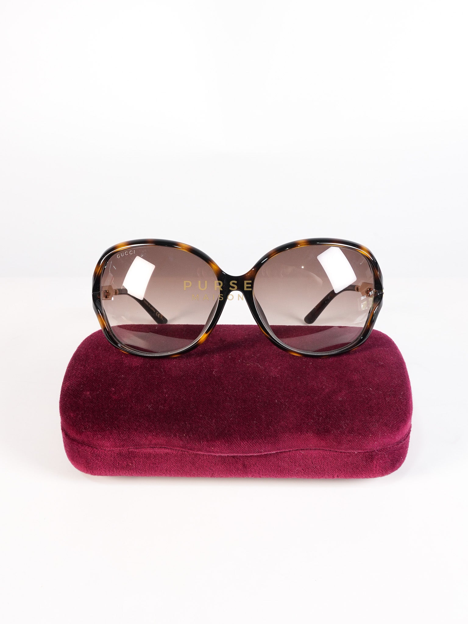 GG0076SK Tortoise Oversize Round Sunglasses in Black/Brown | Purse Maison Luxury Bags Shop