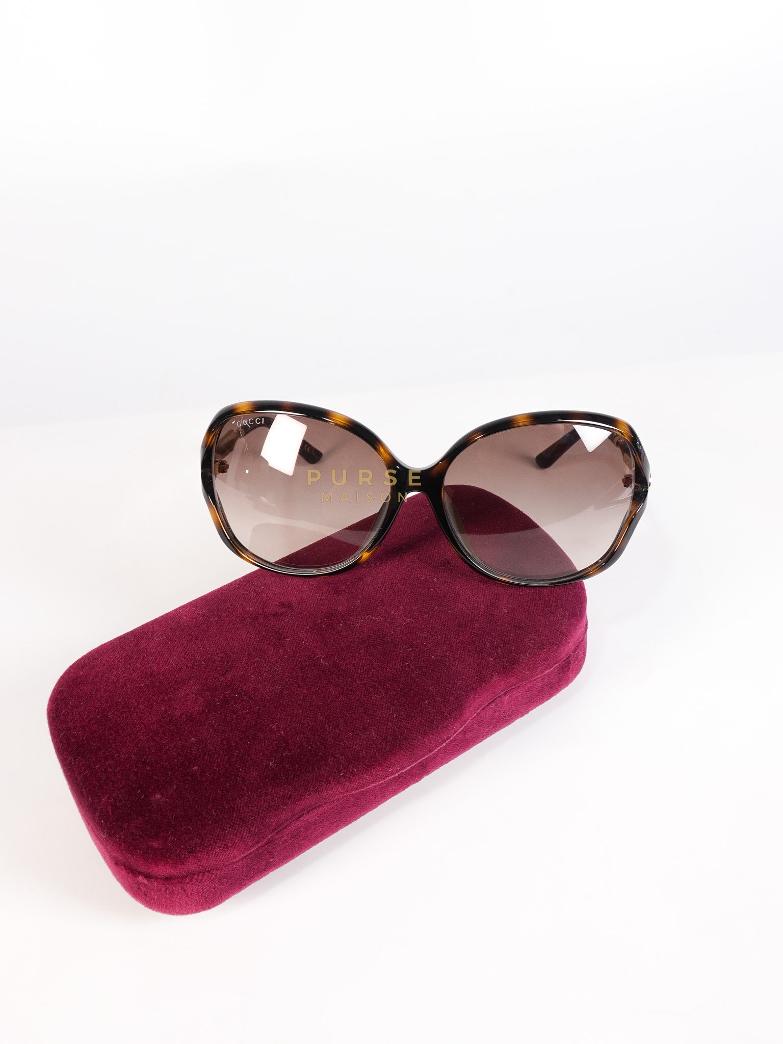 GG0076SK Tortoise Oversize Round Sunglasses in Black/Brown | Purse Maison Luxury Bags Shop