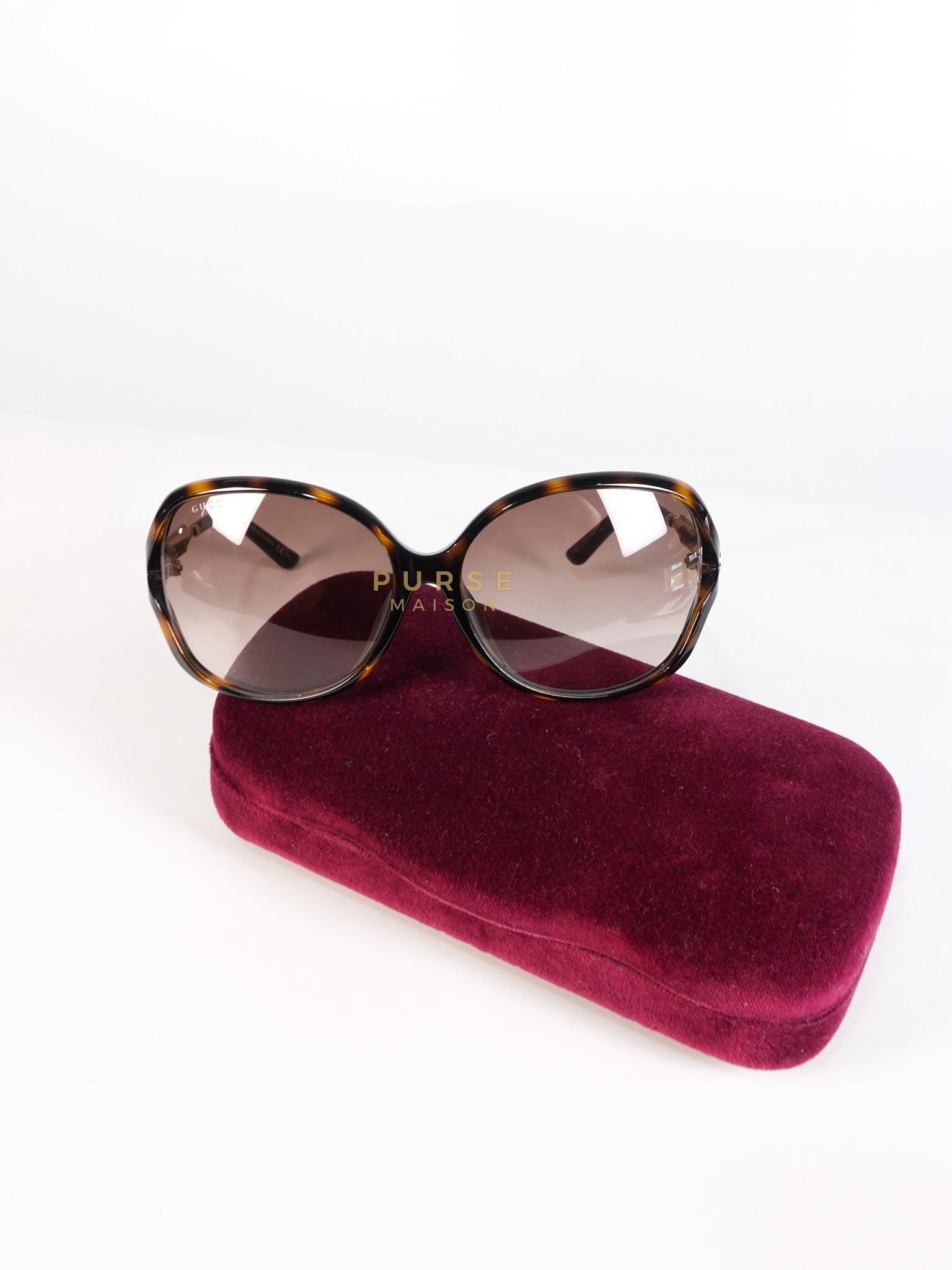 GG0076SK Tortoise Oversize Round Sunglasses in Black/Brown | Purse Maison Luxury Bags Shop
