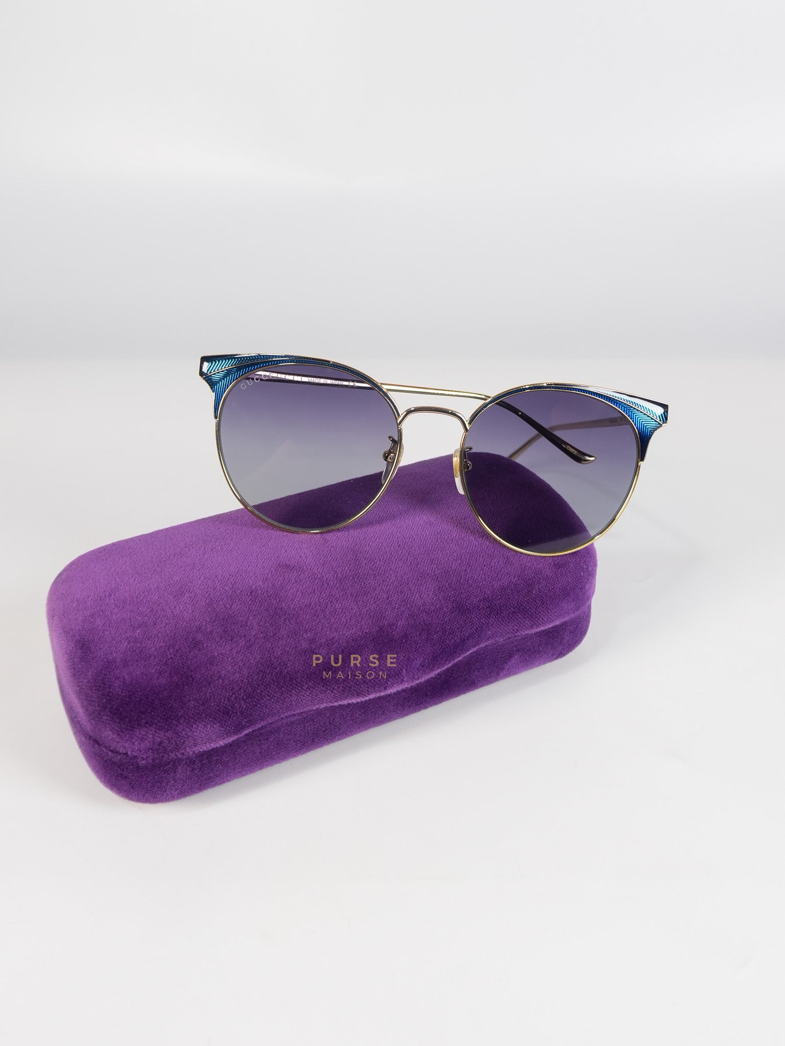GG0402SK Sunglasses in Gold/Blue | Purse Maison Luxury Bags Shop