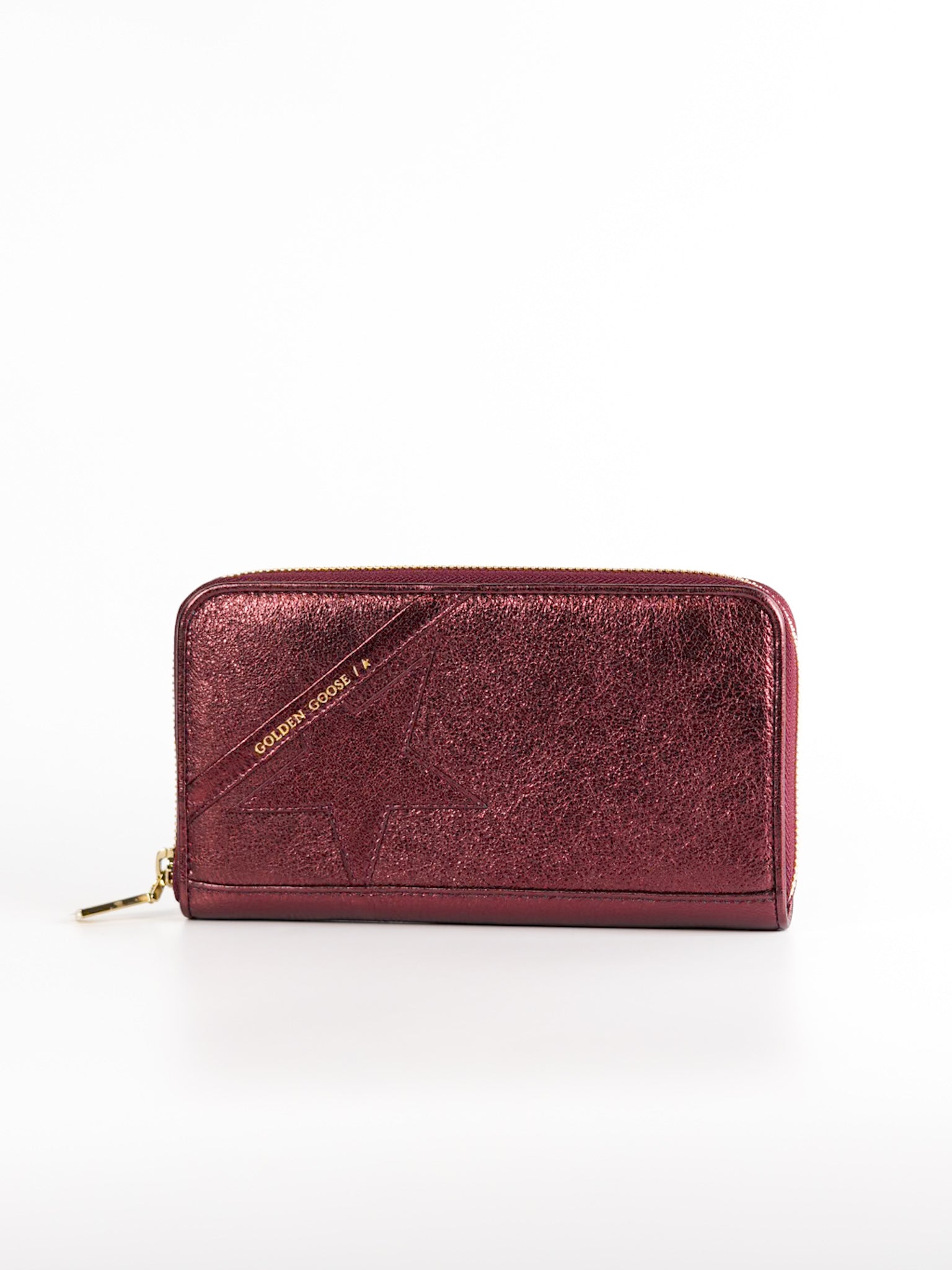 GGDB Star Large Zipped Around in Metallic Red Leather | Purse Maison Luxury Bags Shop