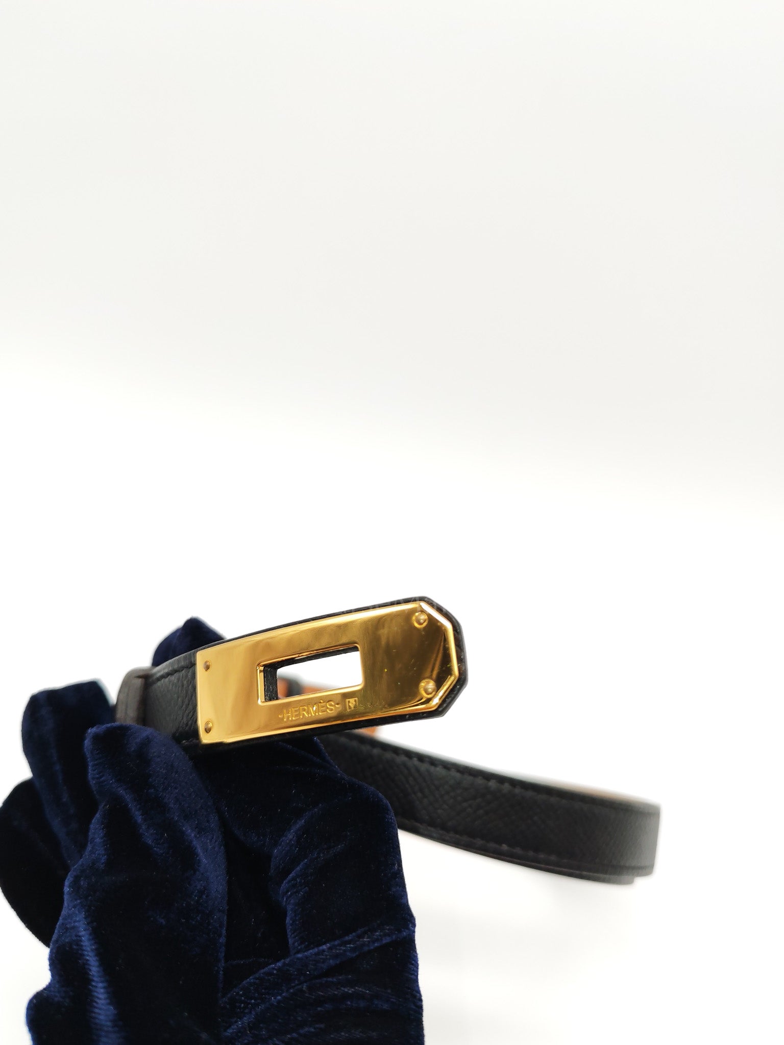 Kelly Belt in Black Epsom Leather & Gold Hardware Stamp X(2016)