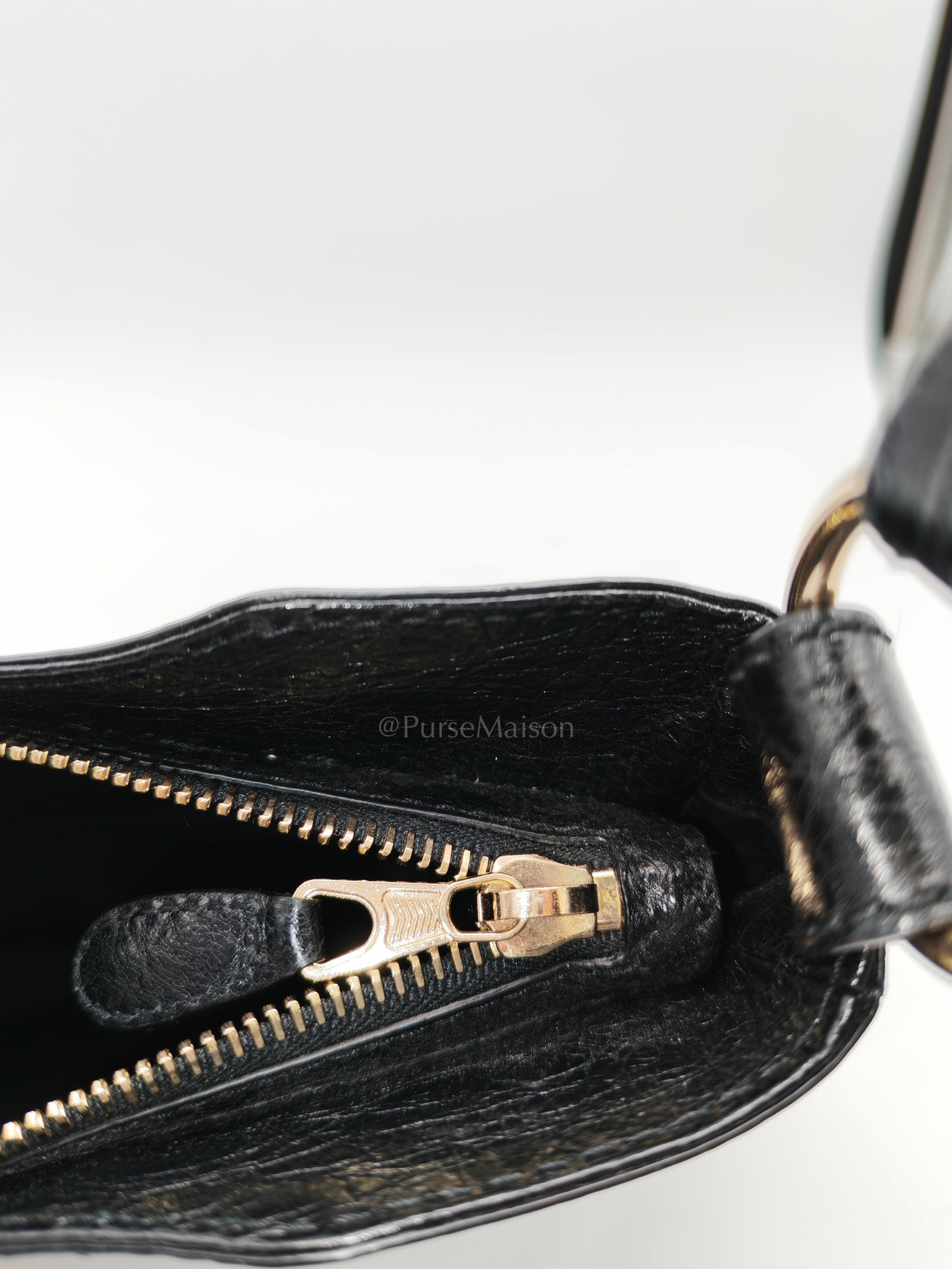 Giant 12 Hip Crossbody Bag in Black Textured Lambskin Leather & Gold Hardware | Purse Maison Luxury Bags Shop