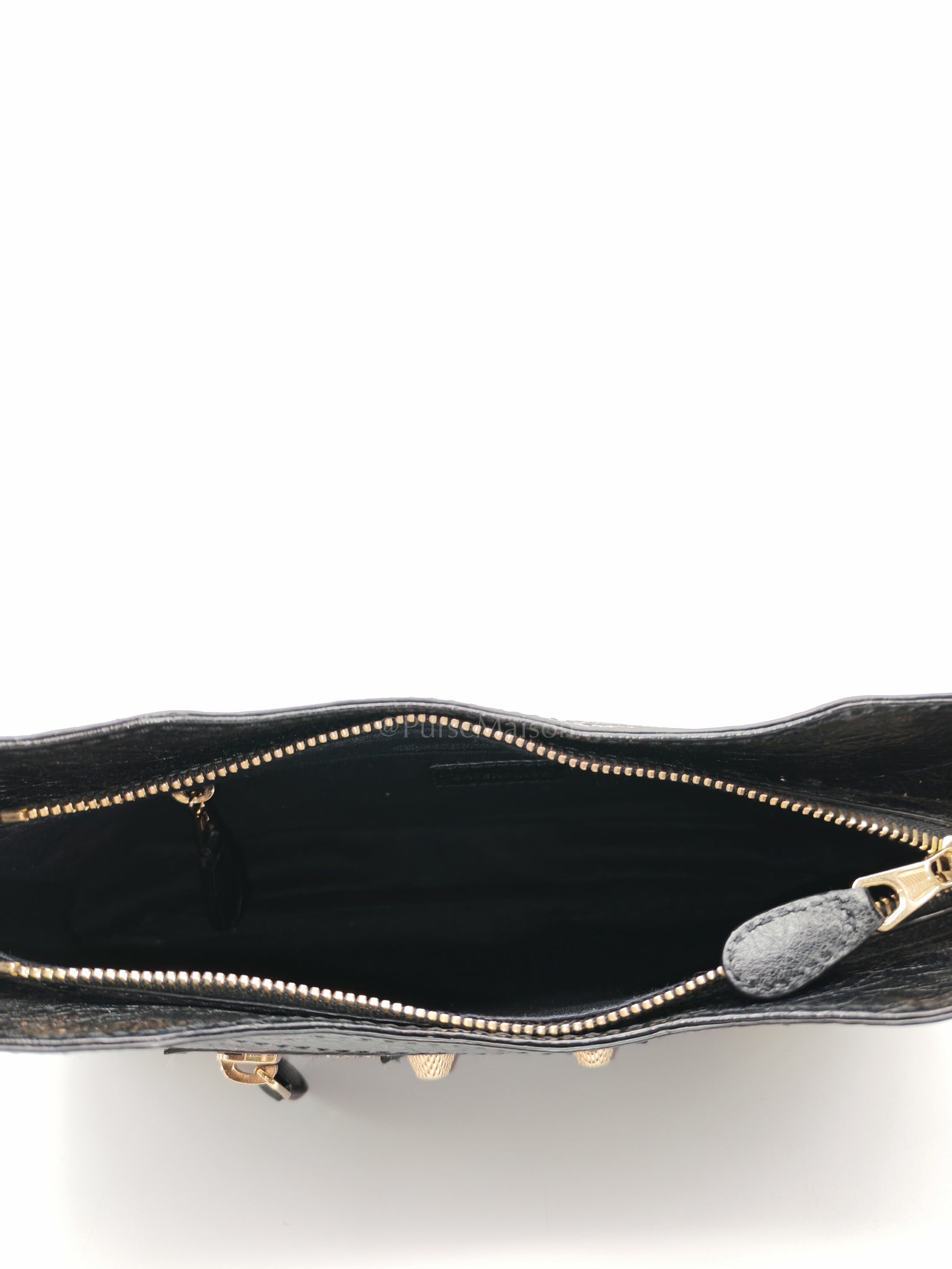 Giant 12 Hip Crossbody Bag in Black Textured Lambskin Leather & Gold Hardware | Purse Maison Luxury Bags Shop