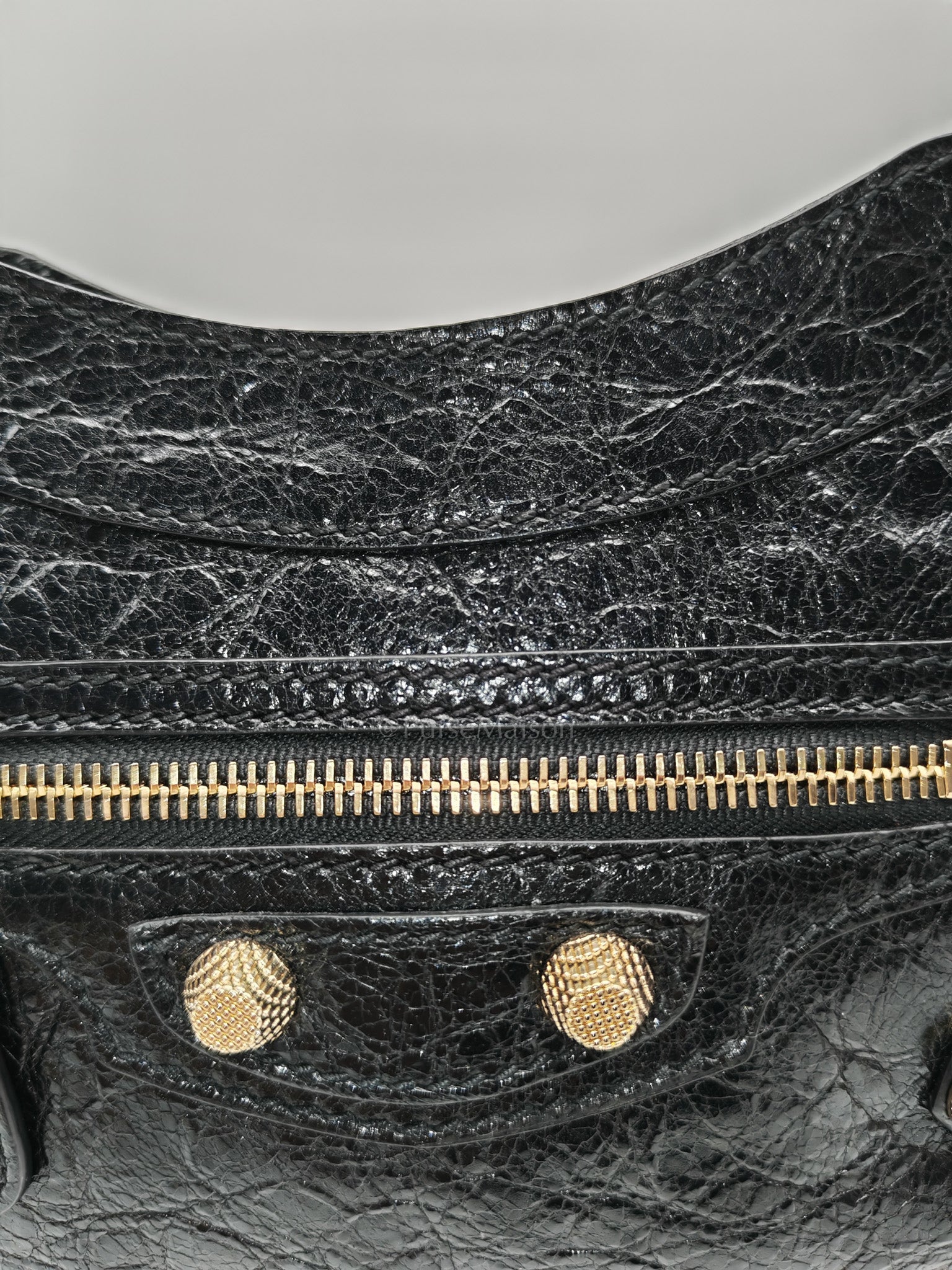 Giant 12 Hip Crossbody Bag in Black Textured Lambskin Leather & Gold Hardware | Purse Maison Luxury Bags Shop