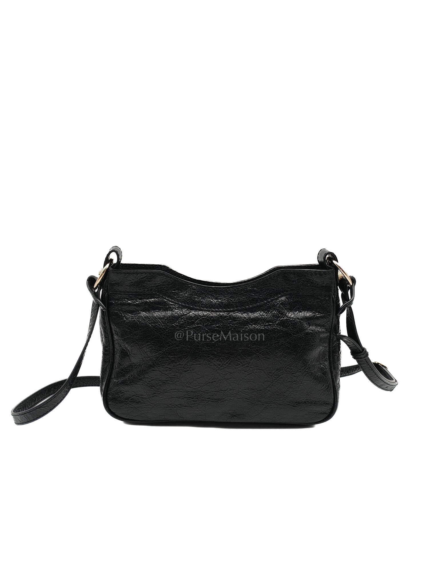 Giant 12 Hip Crossbody Bag in Black Textured Lambskin Leather & Gold Hardware | Purse Maison Luxury Bags Shop
