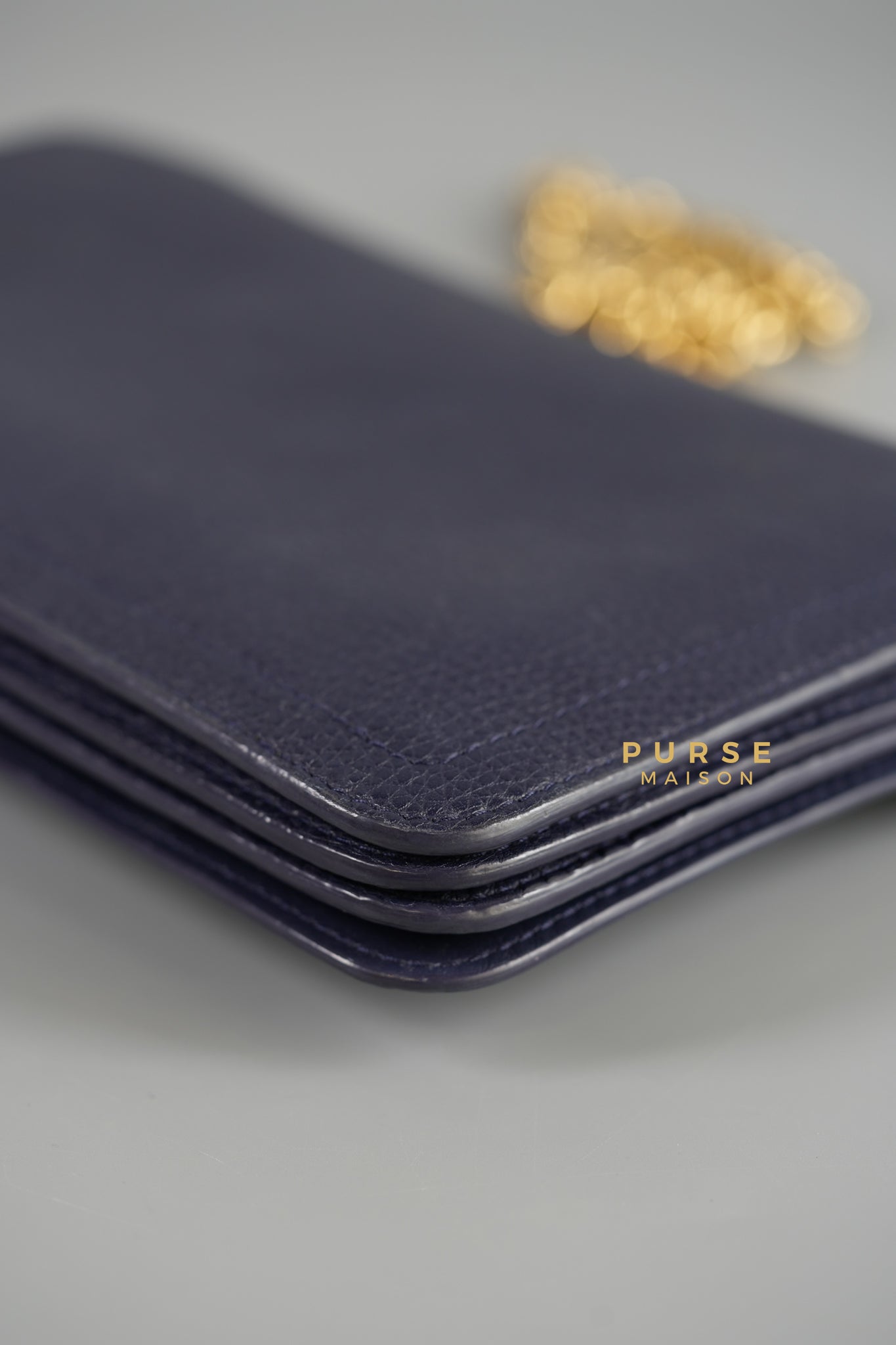 Ginevra Bag in Pebbled Navy Blue Leather | Purse Maison Luxury Bags Shop