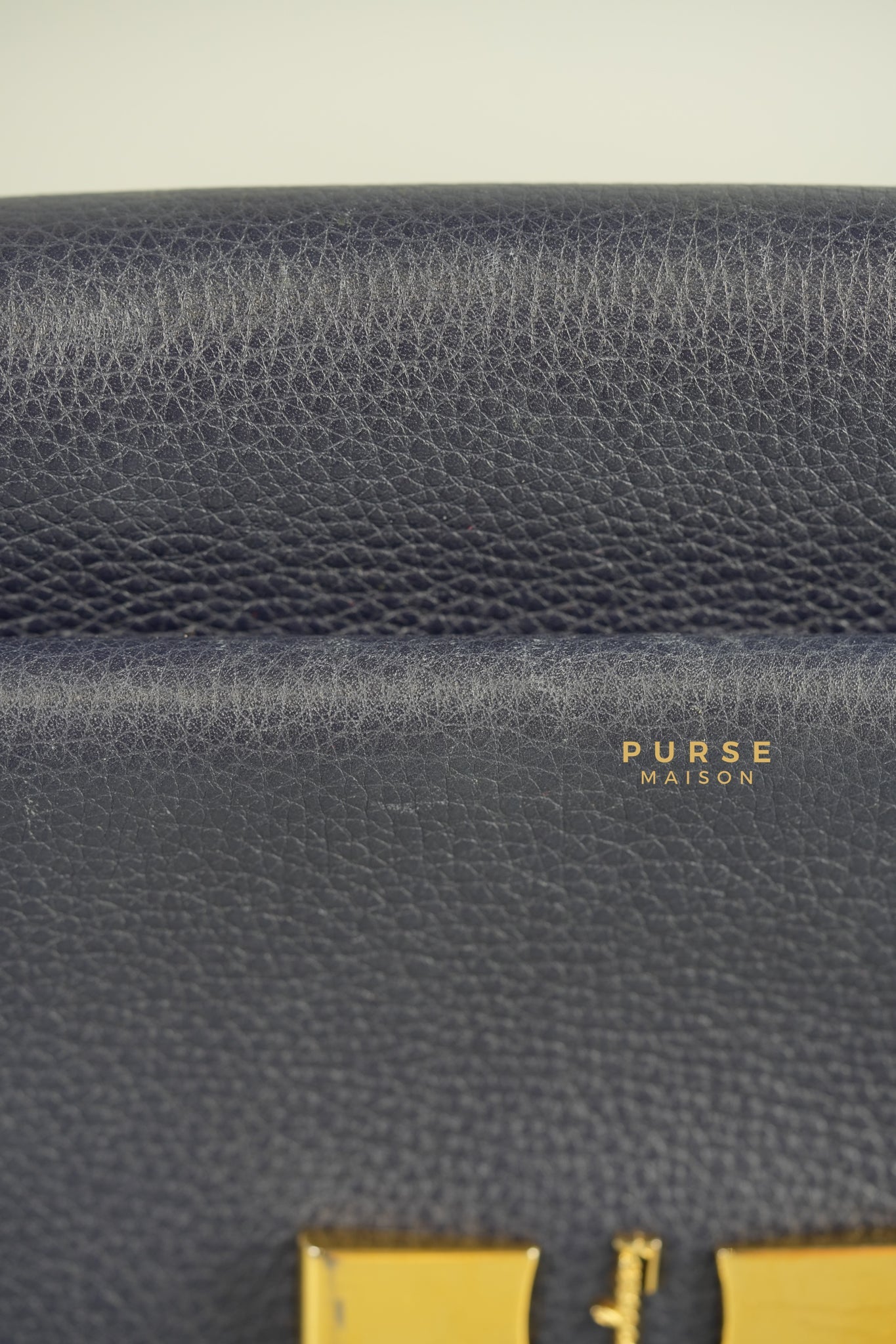 Ginevra Bag in Pebbled Navy Blue Leather | Purse Maison Luxury Bags Shop