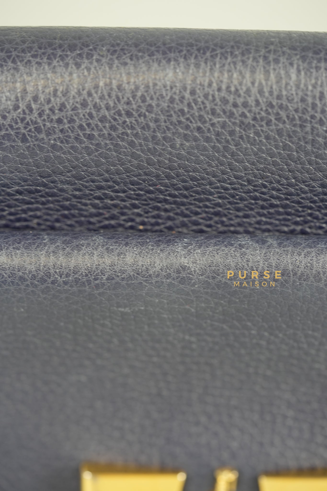 Ginevra Bag in Pebbled Navy Blue Leather | Purse Maison Luxury Bags Shop