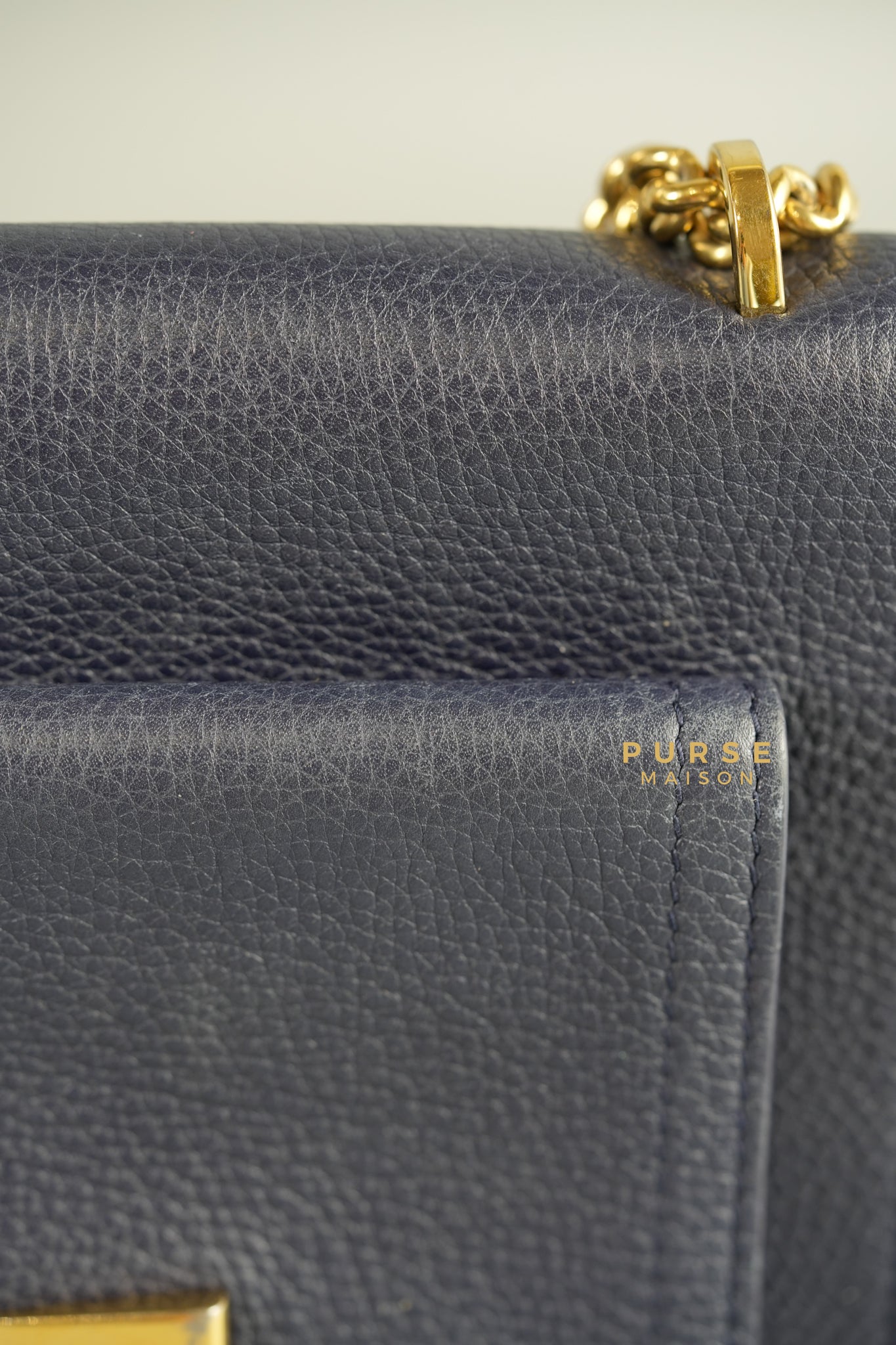 Ginevra Bag in Pebbled Navy Blue Leather | Purse Maison Luxury Bags Shop