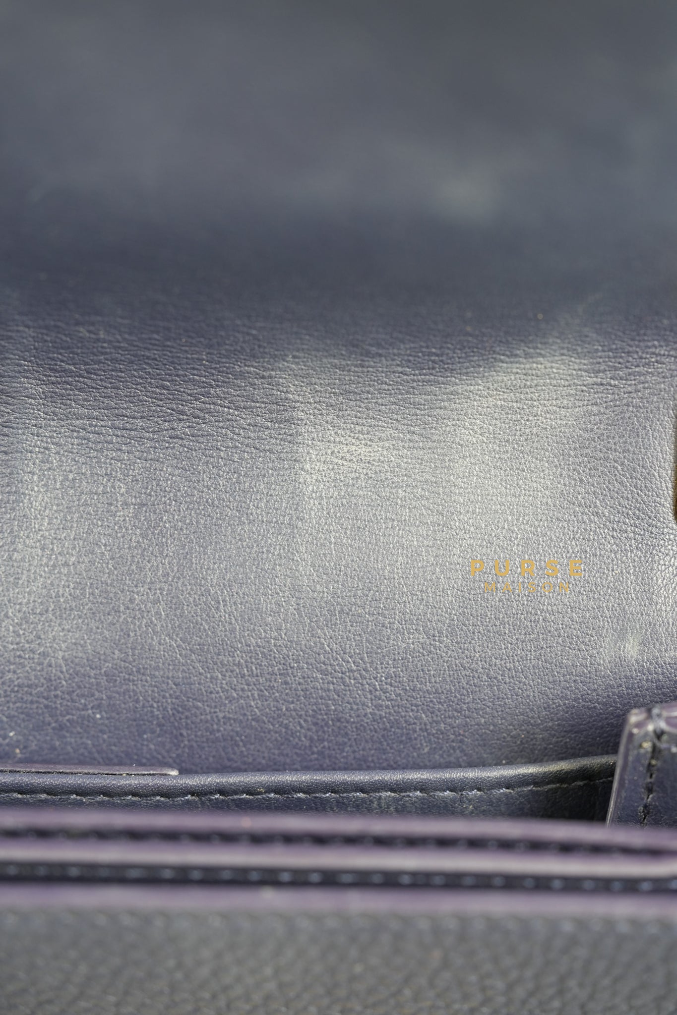 Ginevra Bag in Pebbled Navy Blue Leather | Purse Maison Luxury Bags Shop