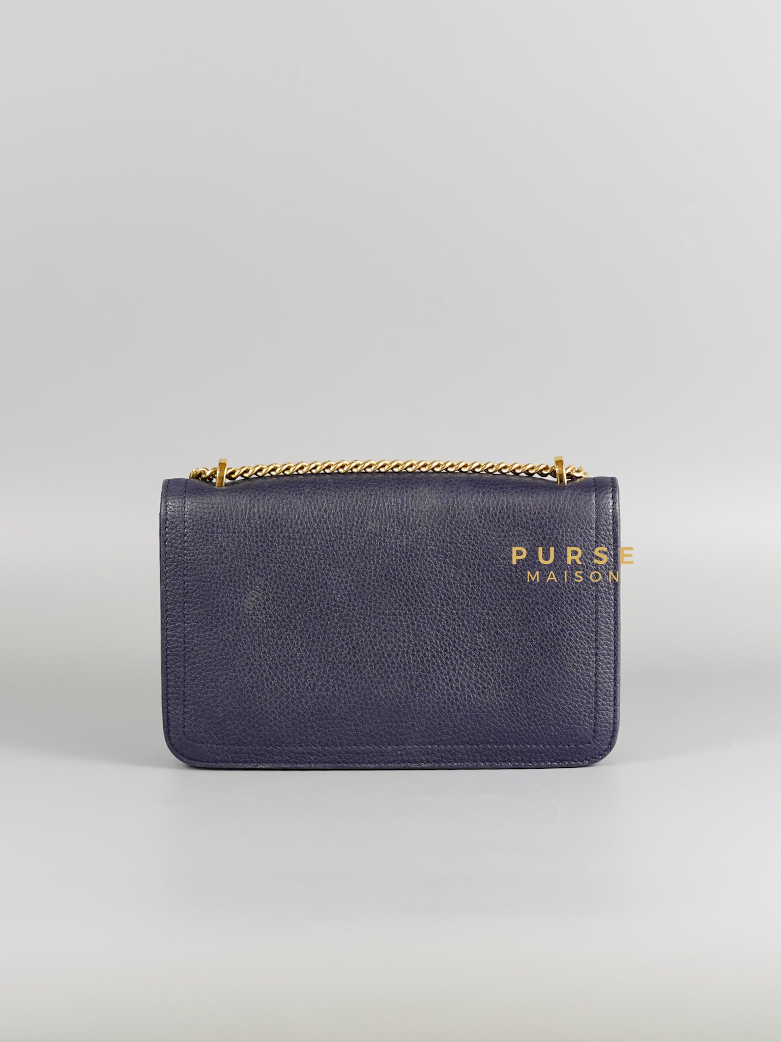 Ginevra Bag in Pebbled Navy Blue Leather | Purse Maison Luxury Bags Shop