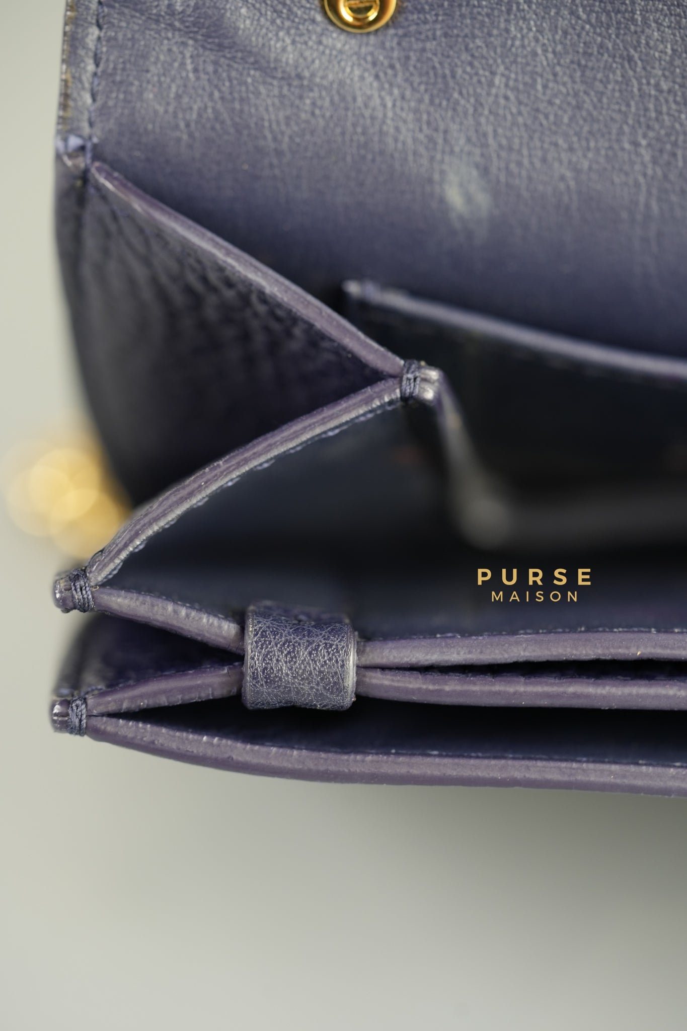 Ginevra Bag in Pebbled Navy Blue Leather | Purse Maison Luxury Bags Shop