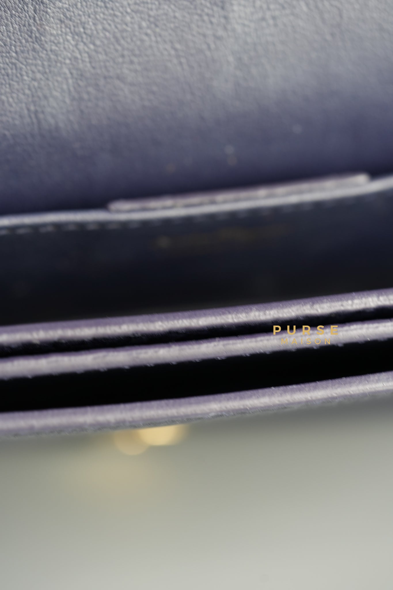 Ginevra Bag in Pebbled Navy Blue Leather | Purse Maison Luxury Bags Shop