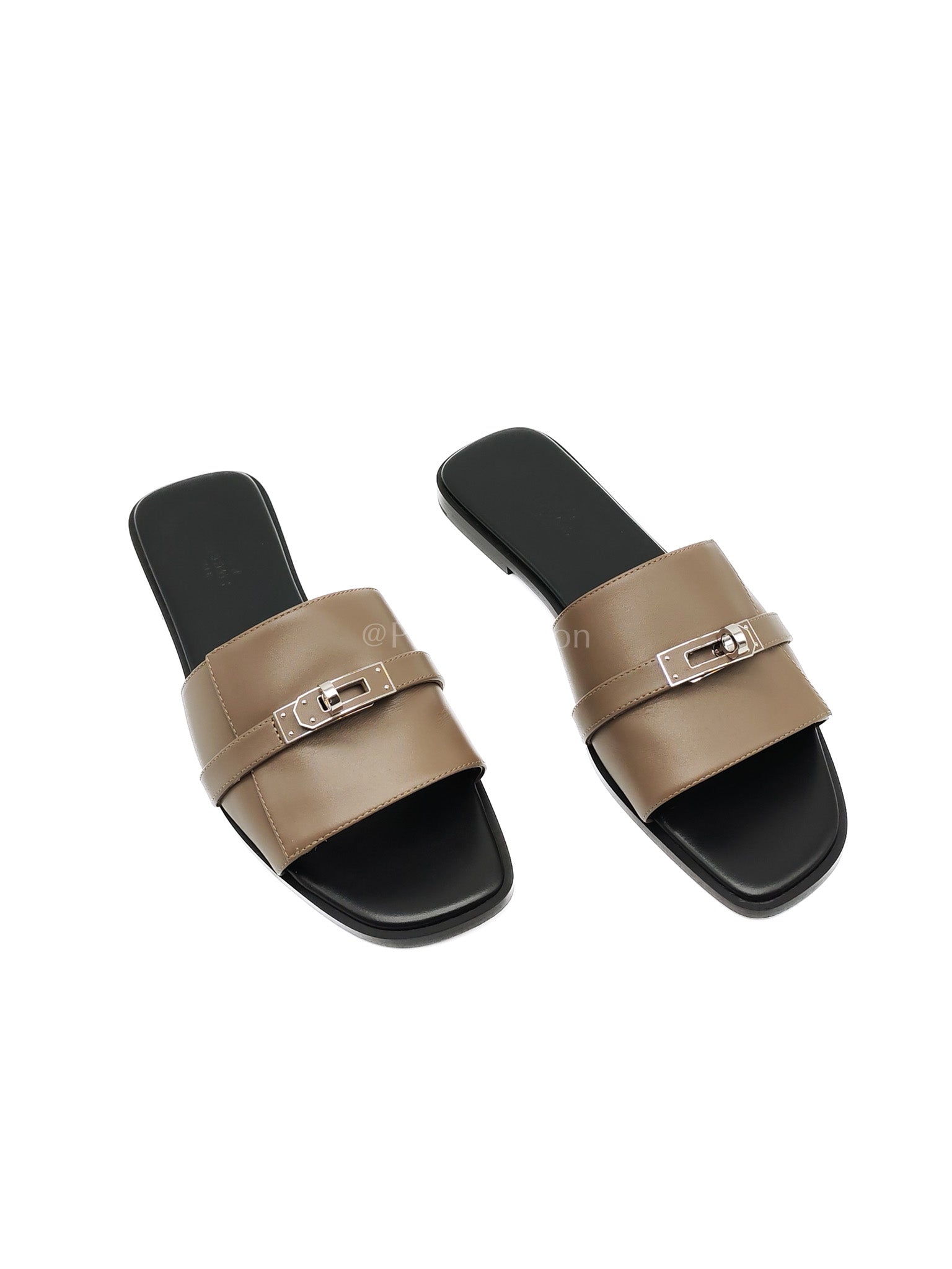 Giulia Sandals in Taupe Calfskin Leather Palladium Hardware Size 39 EU(25 cm) | Purse Maison Luxury Bags Shop