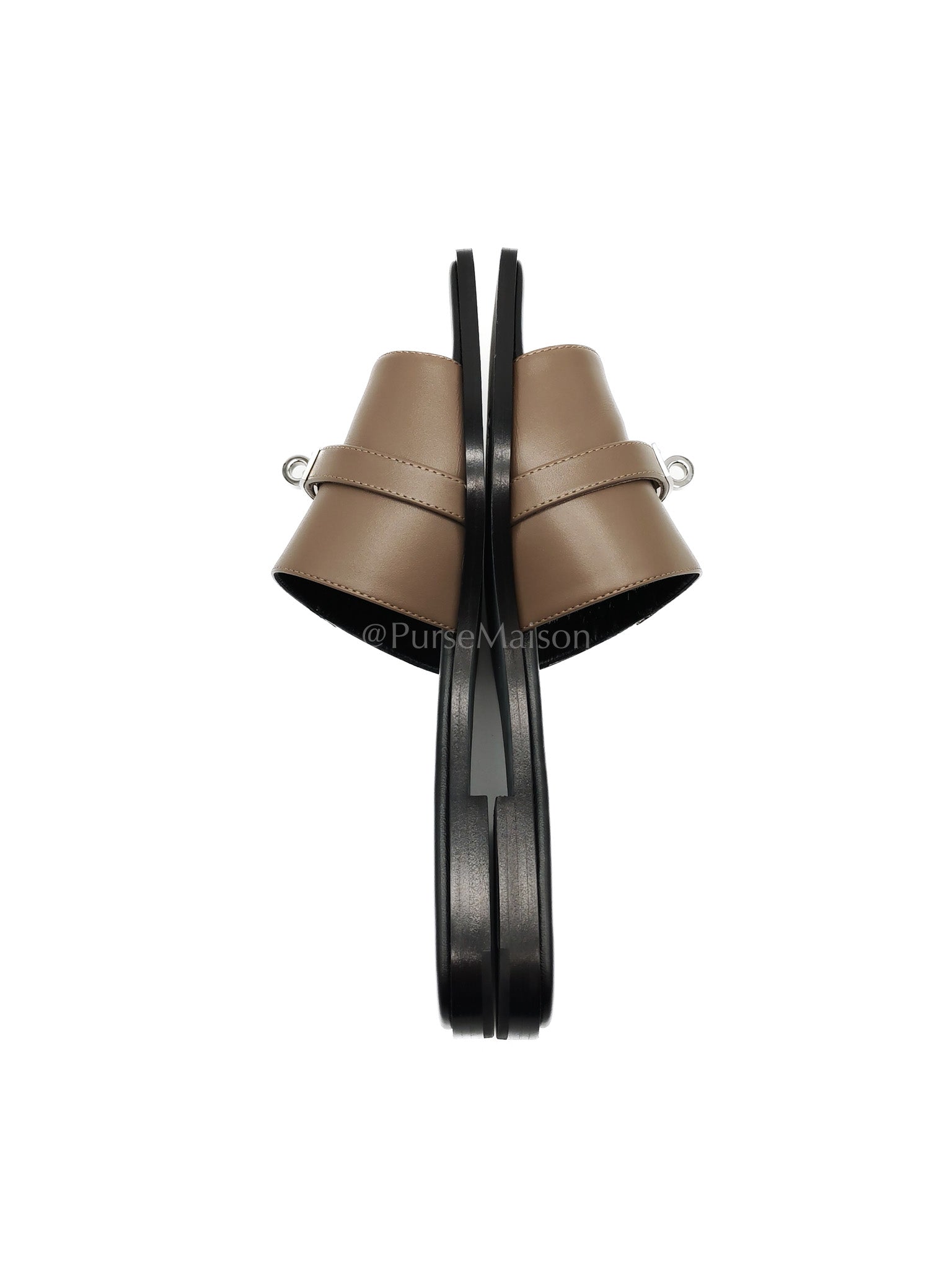 Giulia Sandals in Taupe Calfskin Leather Palladium Hardware Size 39 EU(25 cm) | Purse Maison Luxury Bags Shop