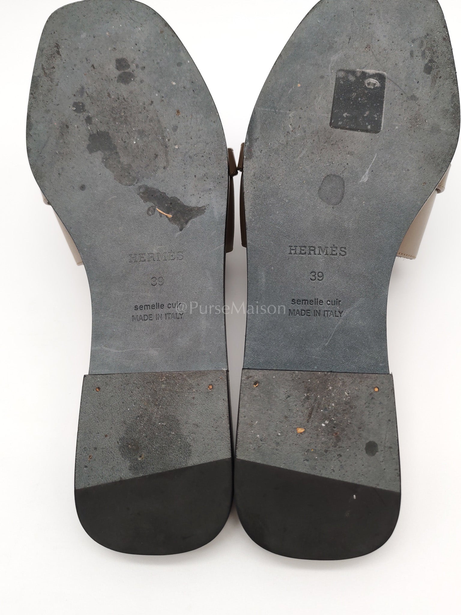 Giulia Sandals in Taupe Calfskin Leather Palladium Hardware Size 39 EU(25 cm) | Purse Maison Luxury Bags Shop